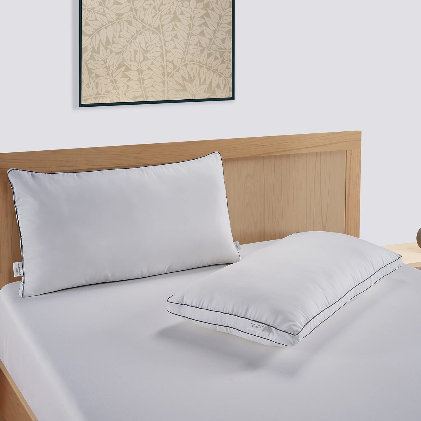 LANE LINEN Pillows Standard Size Set of 4 - Medium Soft Support Gusseted Hotel Quality Pillows for Sleeping, Oeko Tex Certified, Down Alternative Perfect for Back, Stomach or Side Sleepers - White - Medaid International