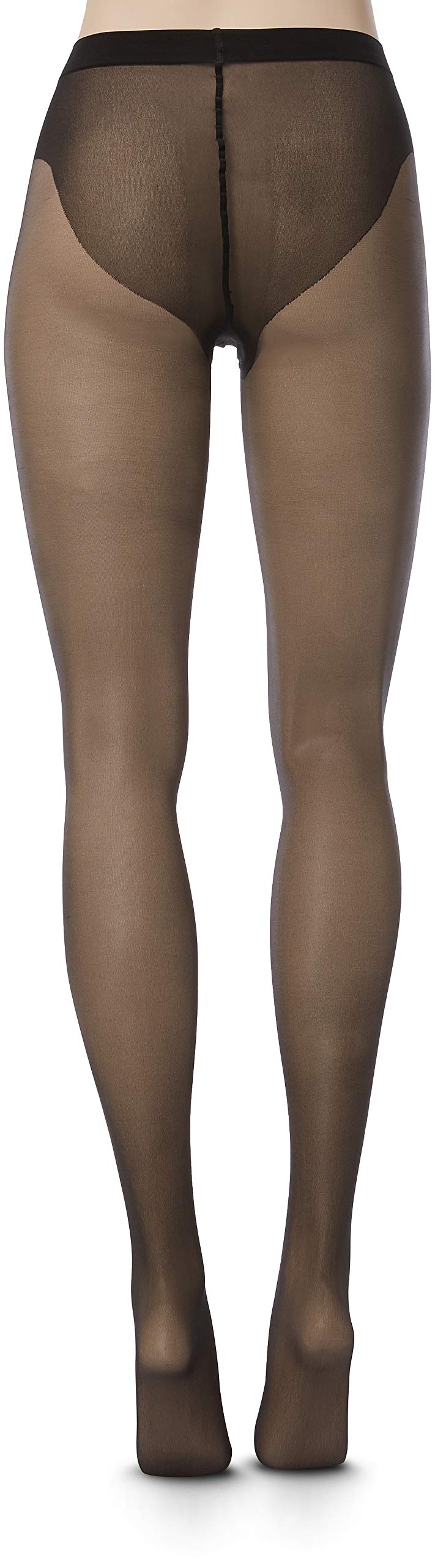 Wolford Luxe 9 Denier Ultra-Sheer Tights for Women Invisible Sandal Toe Elastane-Free Leg Soft Knitted Waistband with Logo Black Medium - Medaid International