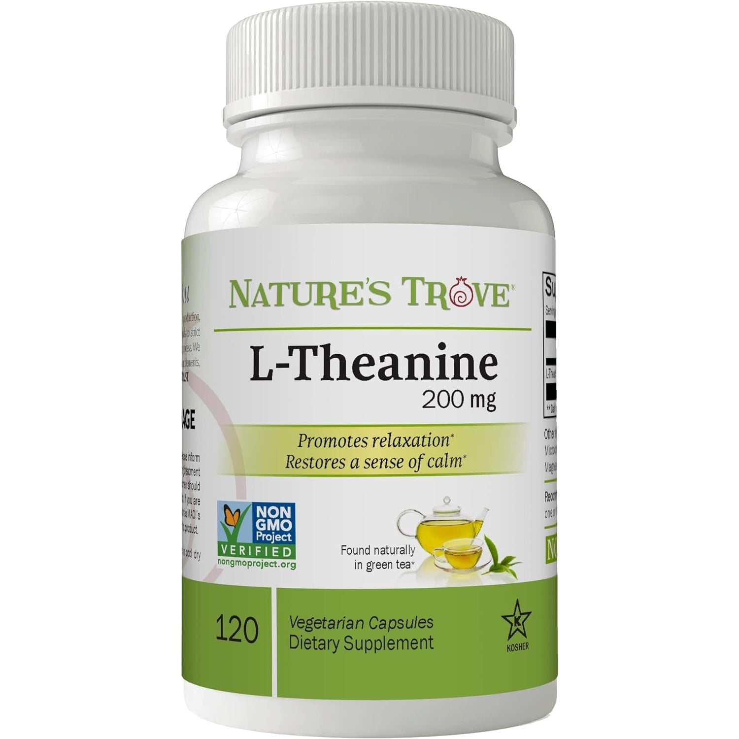 L-Theanine 200mg by Nature's Trove - 120 Vegetarian Capsules - Medaid International