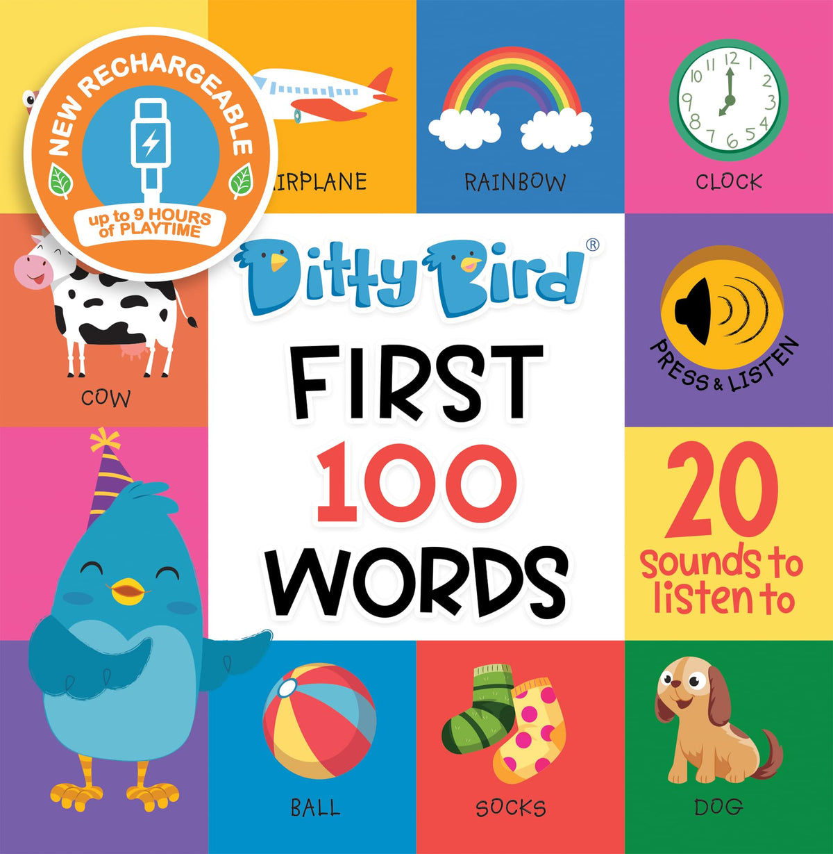 DITTY BIRD Interactive Musical Toy | 100 Words for Baby and Toddler | Educational Talking Toy | Explore Baby First 100 Words | Electronic Early Development Toys for Toddlers 1-3.…