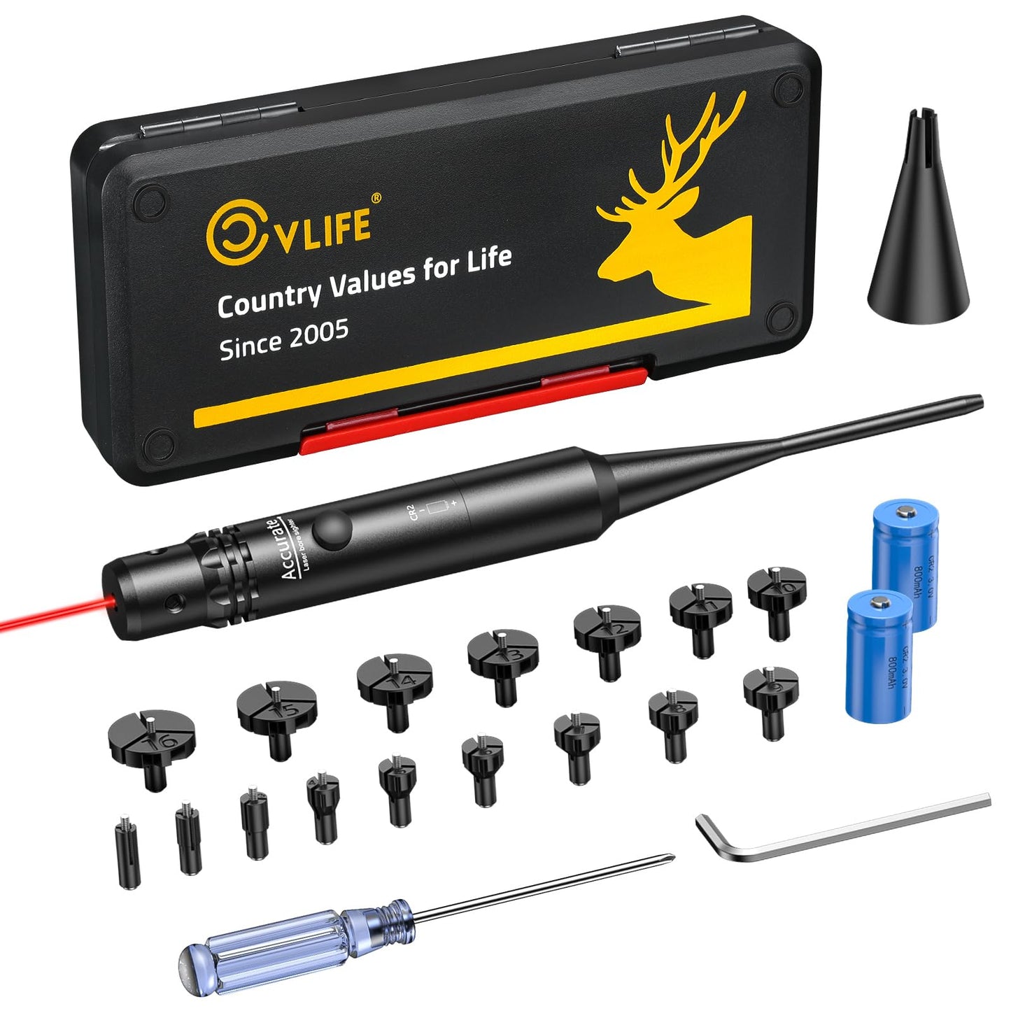 CVLIFE Bore Sight Laser Kit fit 0.17 to 12GA Calibers, Professional Red Laser Boresighter Kit for All Gun, Multiple Caliber Bore Sighting Kit for Hunting Rifles Pistols and Handgun - Medaid International