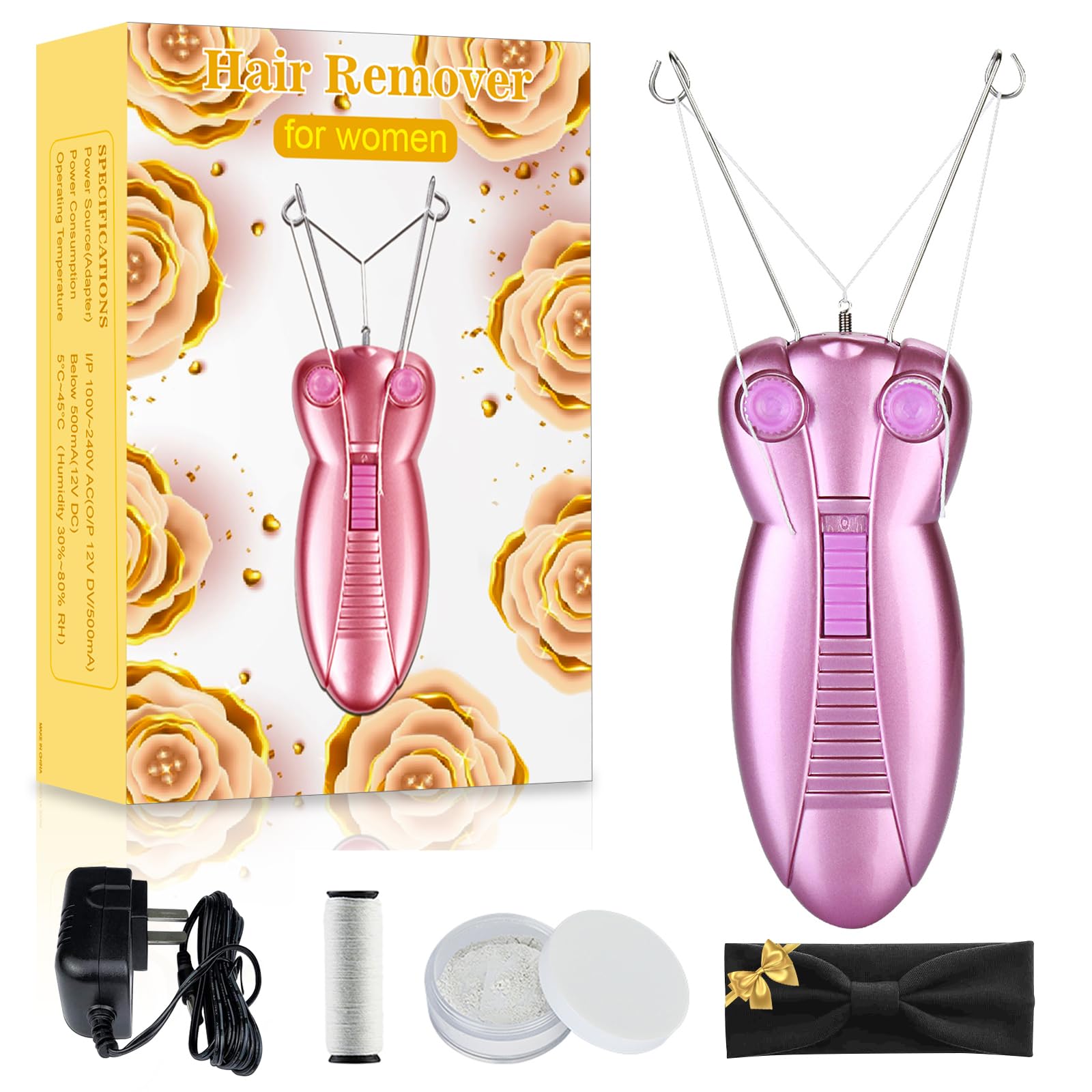 WAYCOM Ladies Facial Hair Remover Electric Women's Beauty Epilator Facial Threading Hair Removal Shaver Face Massager Pull Faces Delicate Device Depilation -Birthday Christmas Day Present(Purple) - Medaid International