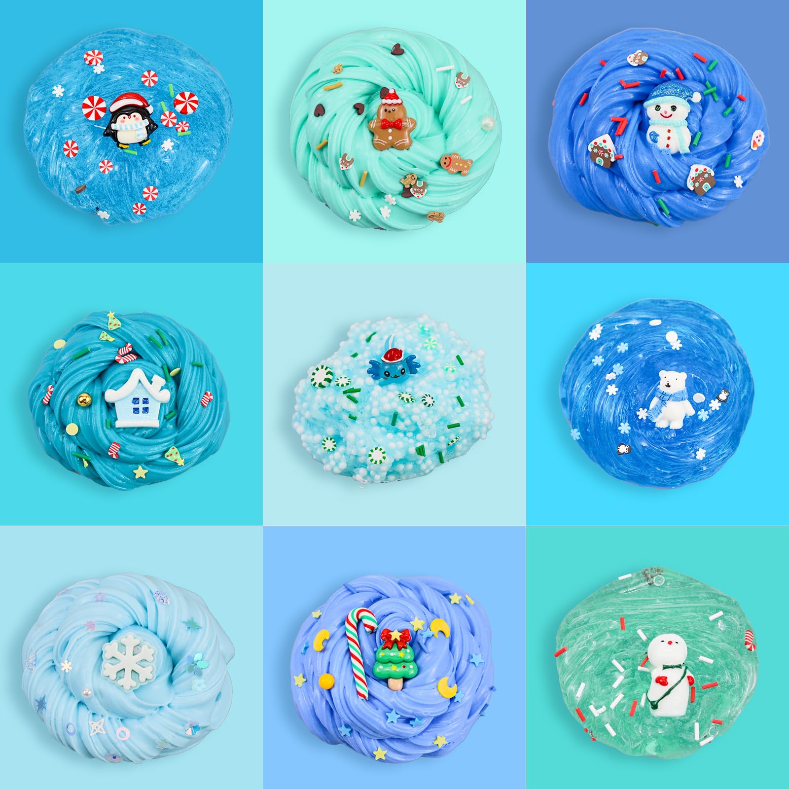 Advent Calendar 2025 Blue Fluffy Butter Slime Kit Countdown to Christmas DIY Cloud Crystal Slime Kit 24 Days of Surprises Fun for Boys and Girls Teen Ages 6 and Up - Medaid International