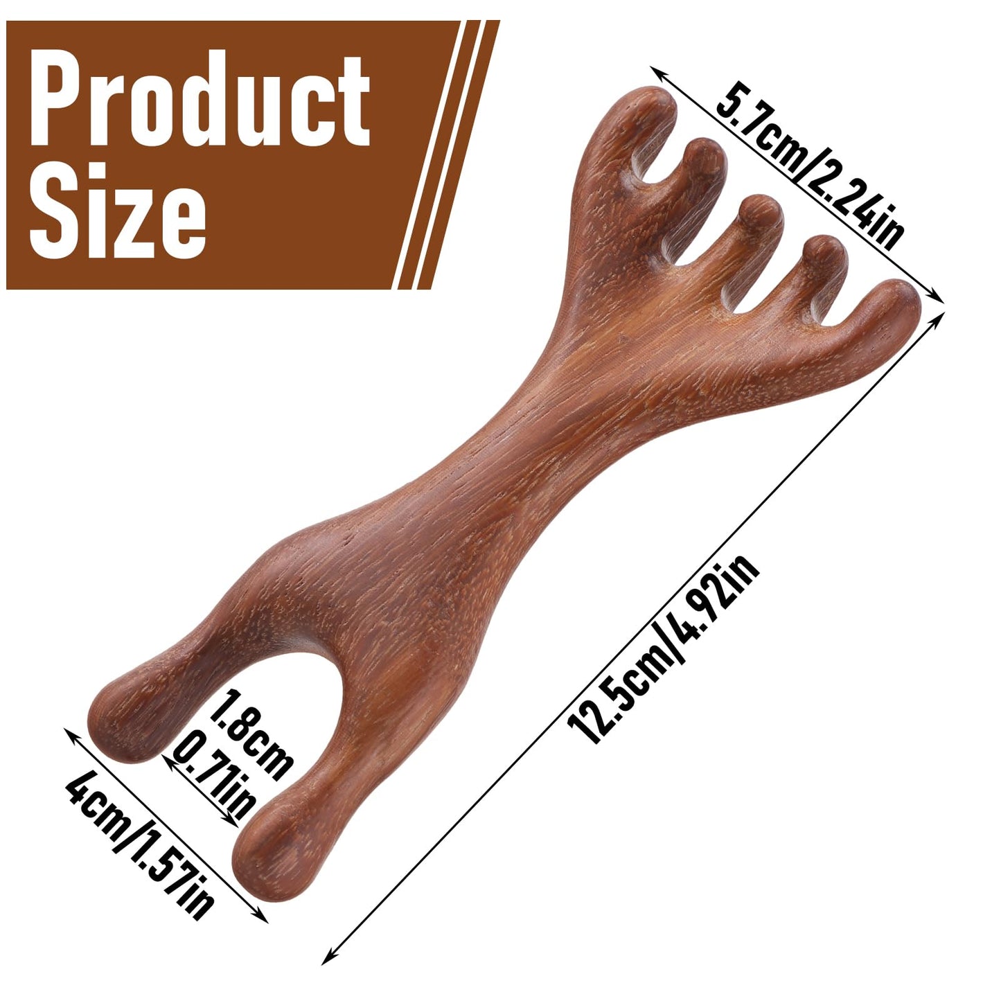 HJZHII Manual Scalp Massager, Wooden Scalp Massage 2 in 1 Sandalwood Gua Sha Massager Five Claw Gua Sha Comb Wood Head Scratcher for Women Men Meridian Comb for Head Neck Hands - Medaid International