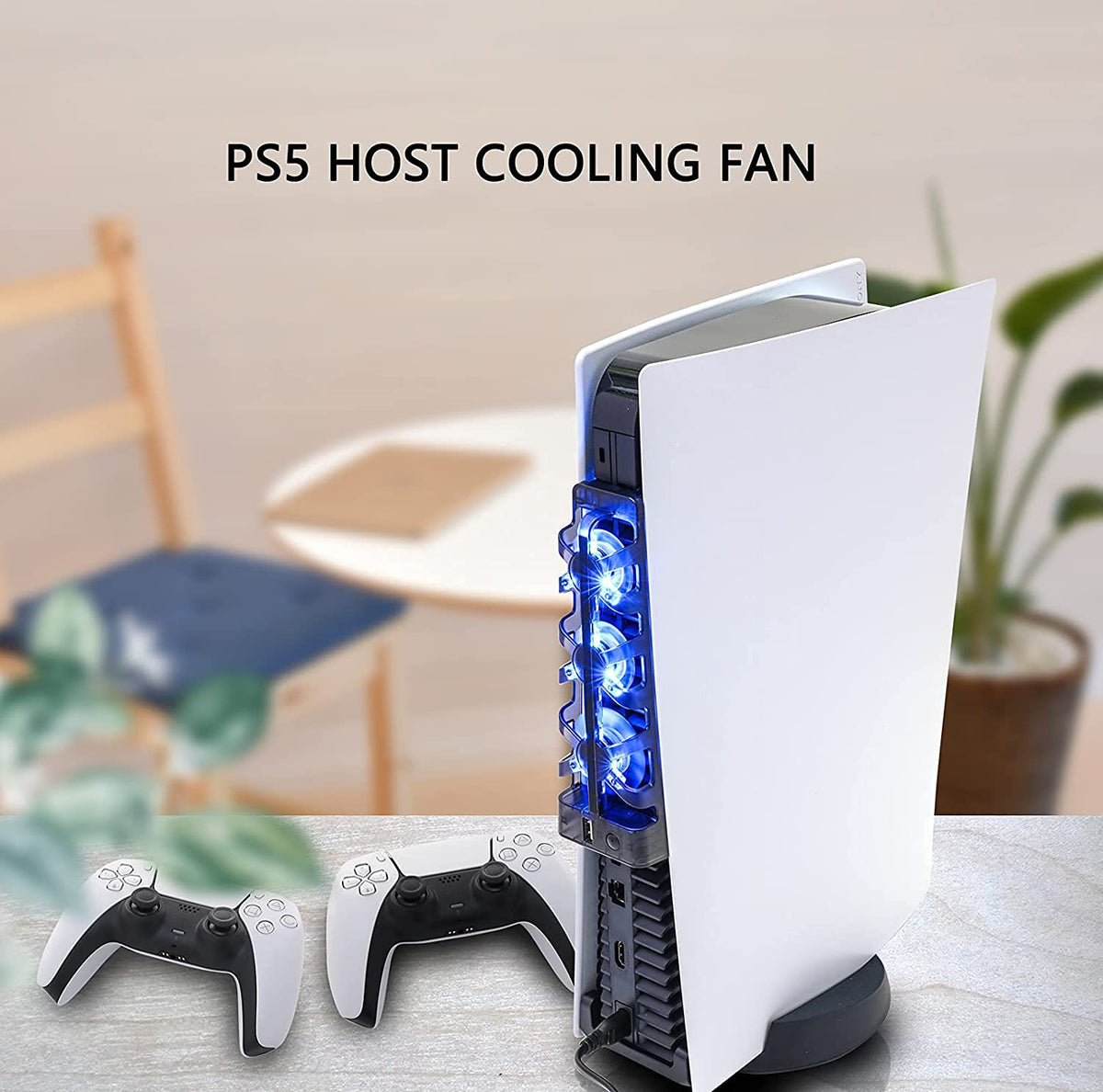 KASTWAVE PS5 Cooling Fan Horizontal Compatible With PlayStation 5 Disc & Digital Edition Console - Includes Light, Switch and USB Output Port