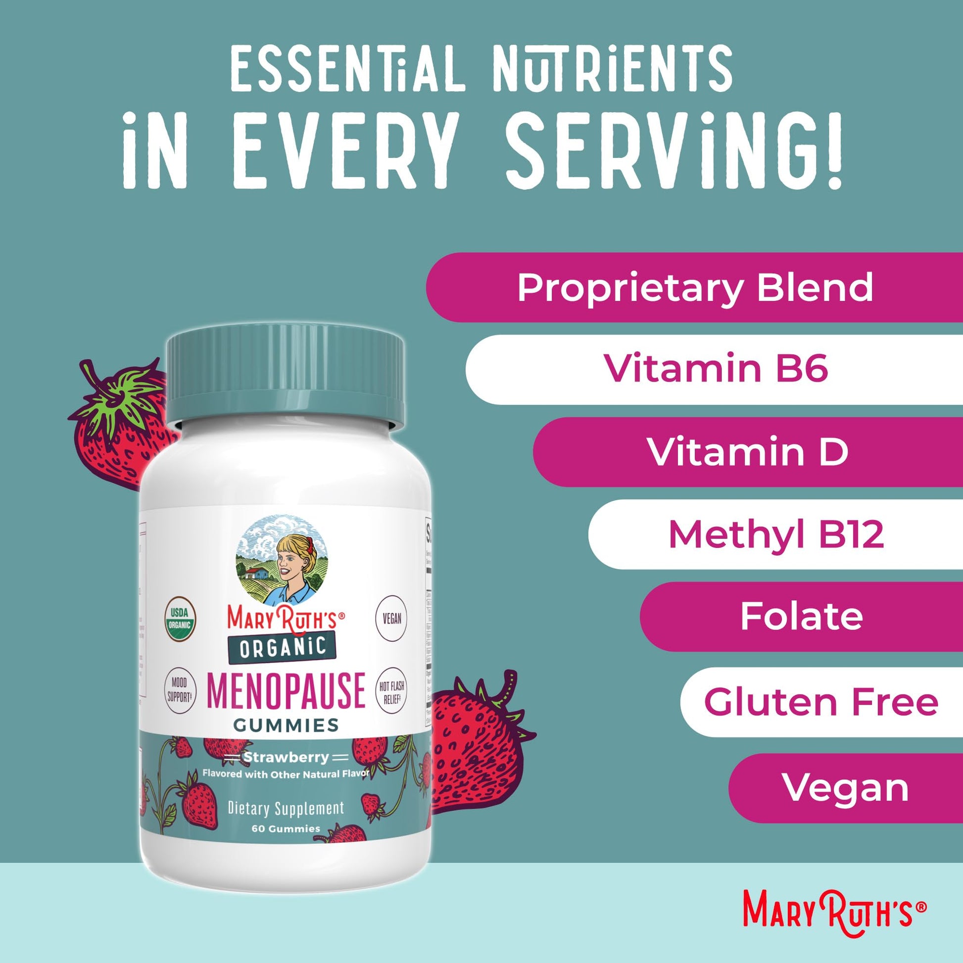 Organic Menopause Gummies by MaryRuth's | Menopause Supplements for Women | Mood Support | Hot Flash Relief | Maca Root | Black Cohosh | USDA Organic | Non-GMO | Vegan | 30 Servings - Medaid International
