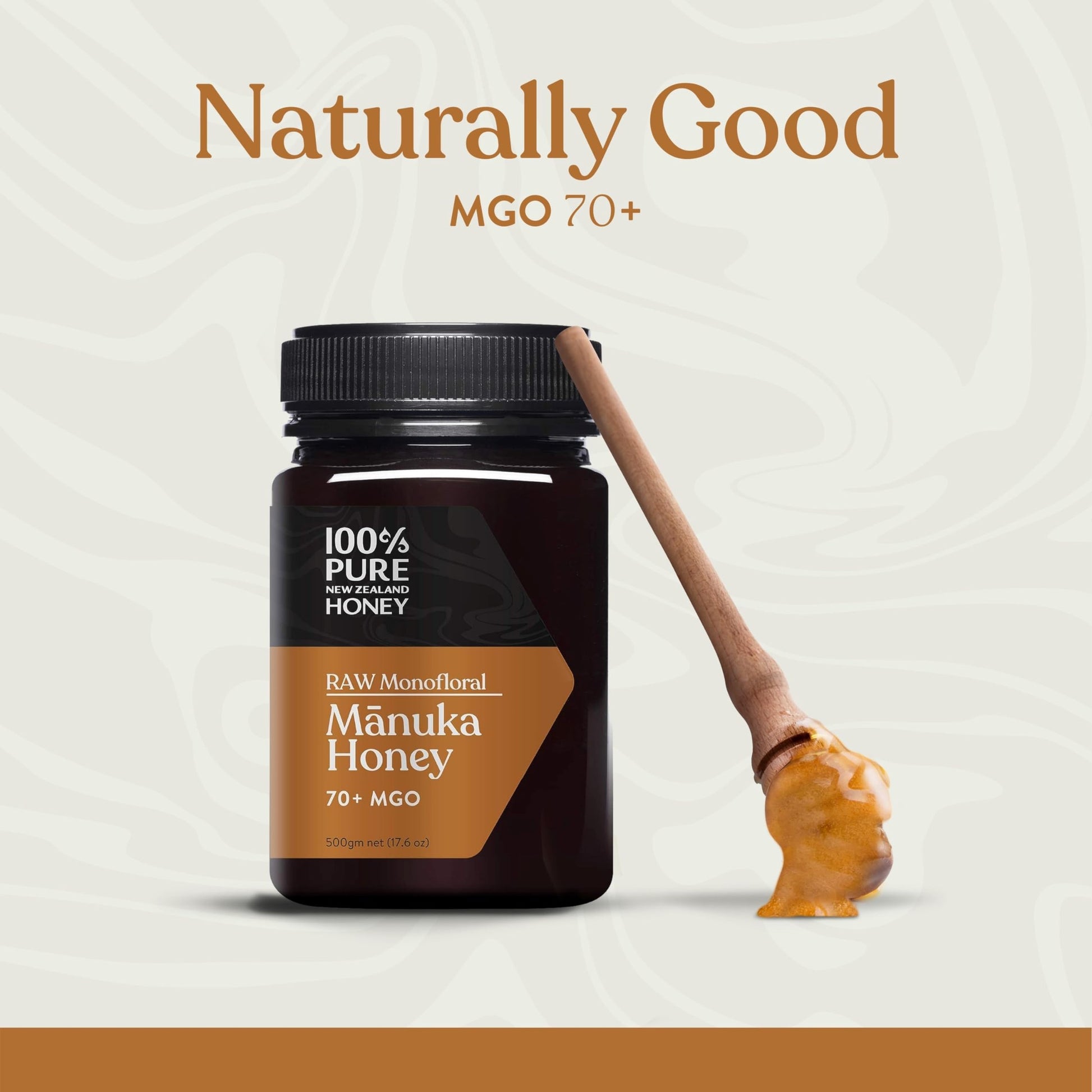 100% Pure New Zealand Honey - MGO 70+ Monofloral Mānuka Honey, 100% Pure New Zealand Raw Mānuka, 17.6 Ounce (500g) (Pack of 1) - Medaid International