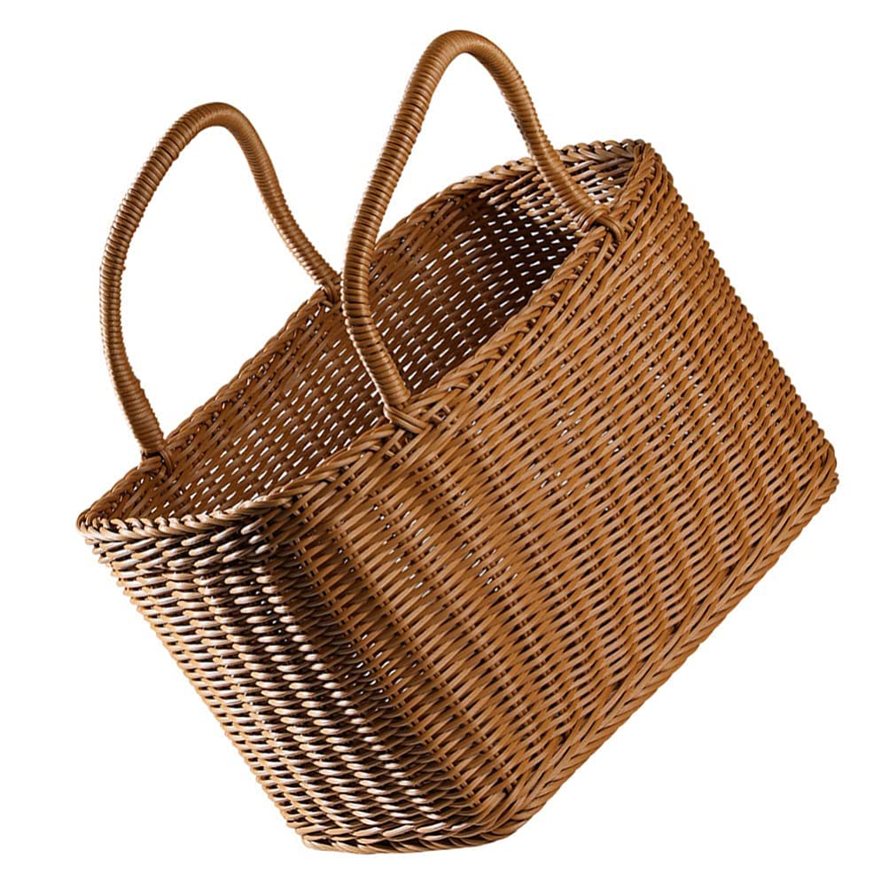 TERRIFI African Market Basket Large Oval Plastic Basket with Handle Grocery Bag Shopping Bag