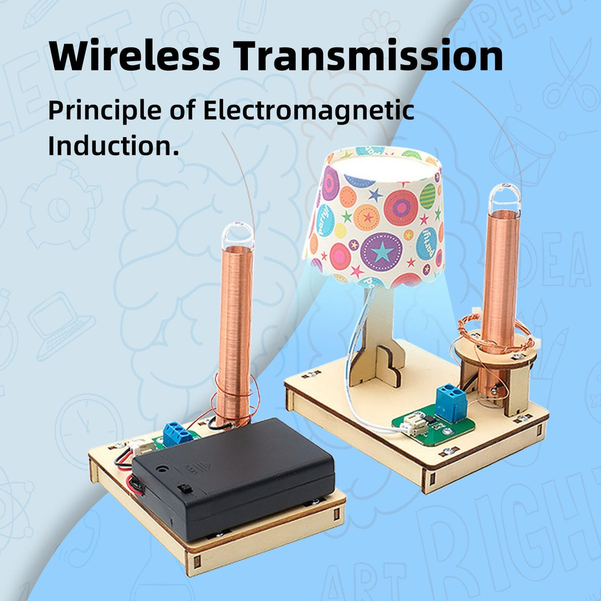 KASTWAVE Science Experiment Kits for Kids, 2 in 1 Wooden STEM Kits for Learn Wireless Transmission of Electricity, DIY Educational Science Building Sets Crafts for Boys and Girls 8-13 Year Old