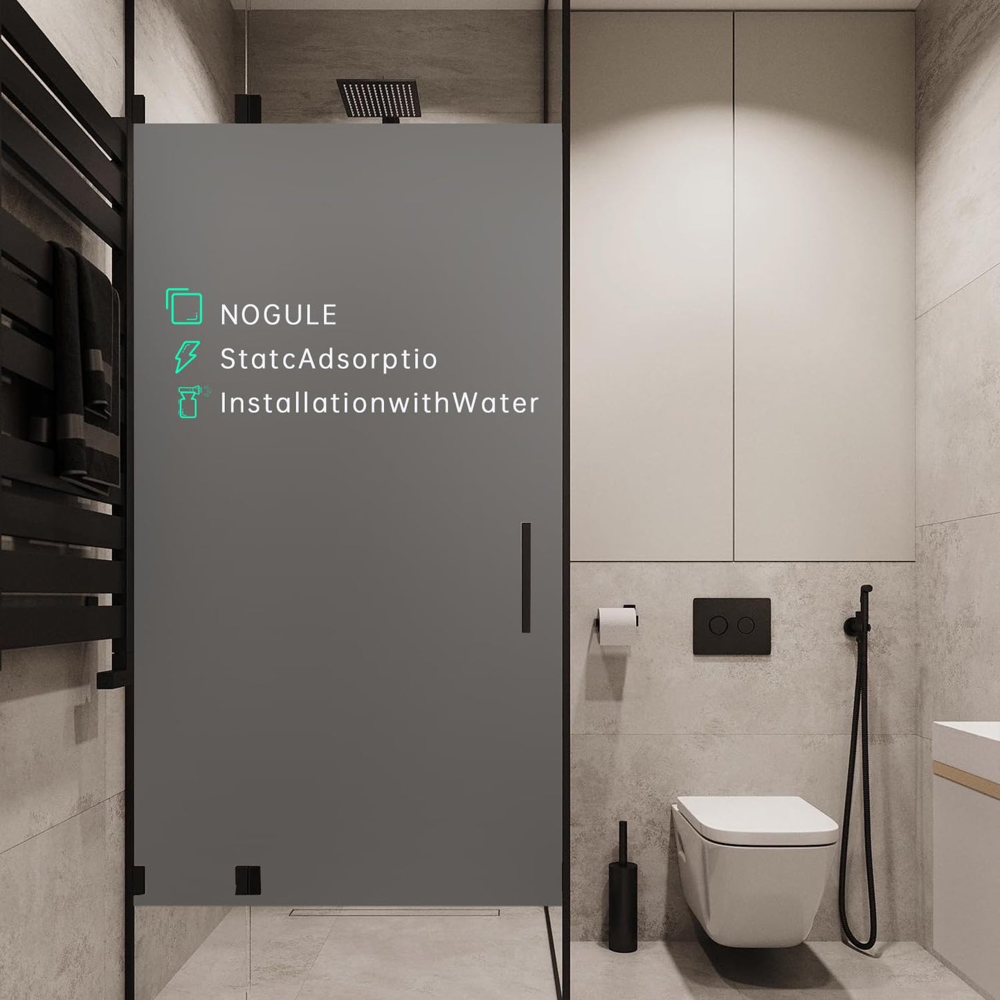 DERZGAO Frosted Window Film, Removable Glass Door Privacy Film, Suitable for Bathrooms, Offices, Static Cling Decorative Film, Reusable Window Stickers (Gray, 17.5X78.7 Inch) - Medaid International