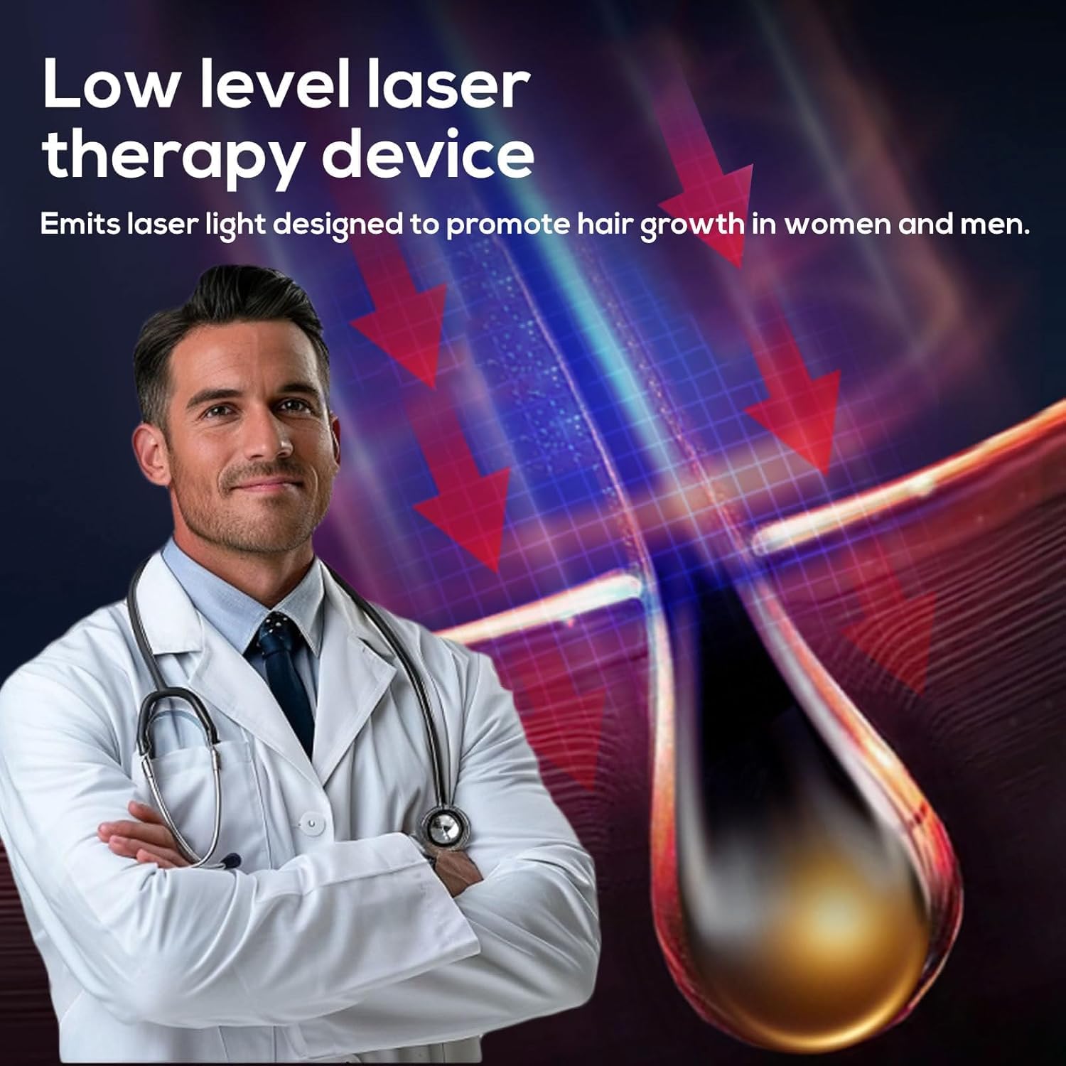 Laser Therapy Hair Growth Comb,Model: Lasercomb-001, Promote Hair Growth in Women and Men,Laser Comb is a Hand-Held Comb-Shaped Low Level Laser Therapy Device - Medaid International