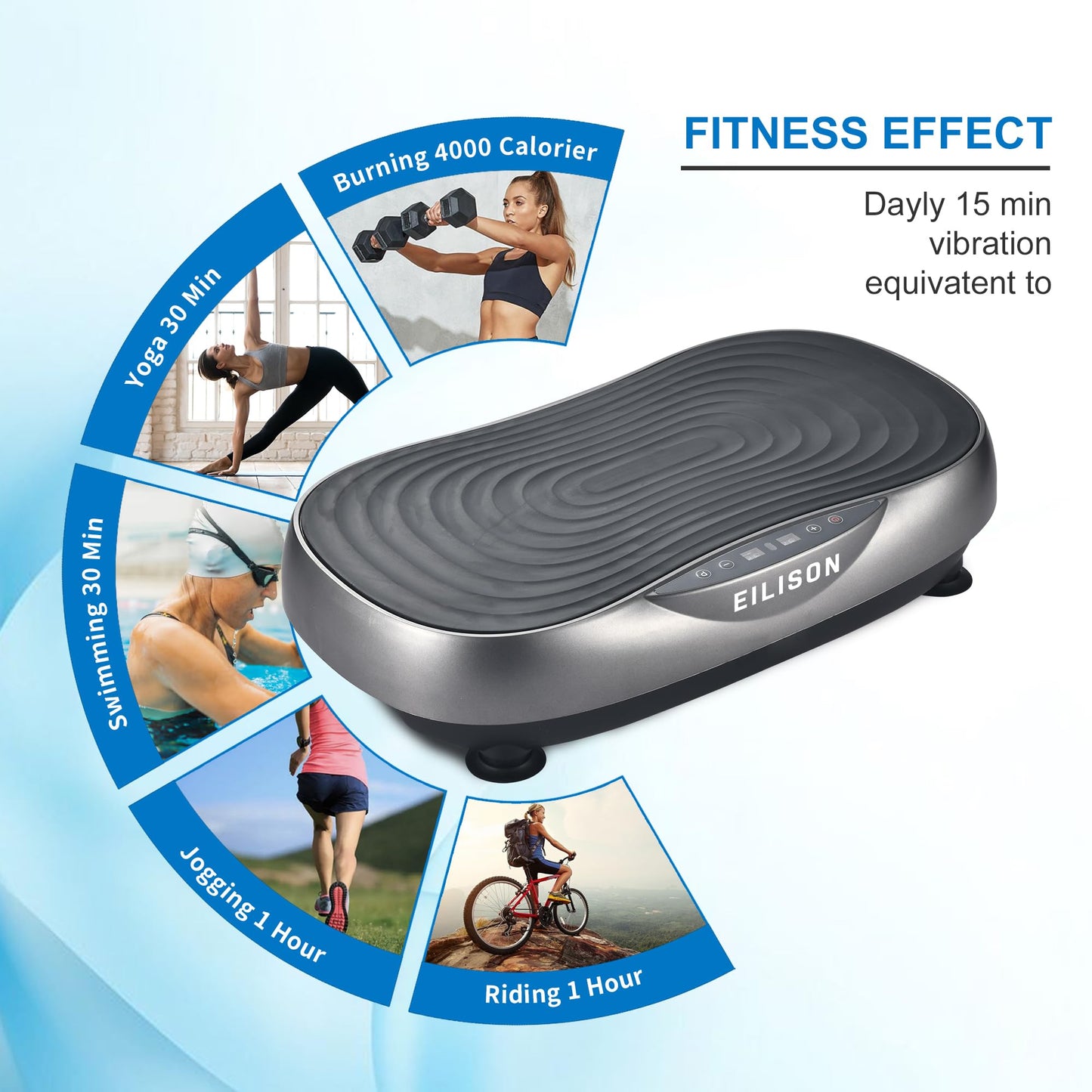 EILISON Glory Vibration Plate Exercise Machine - Lymphatic Drainage Whole Body Workout Vibration Platform 99 Adjustable Speeds Power Shaping Vibrating Plate, Weight Loss, 350 lbs (Glory Grey)