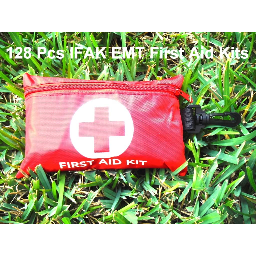 Galaxylense 128 Pcs First Aid Kits Small for Survival Emergency Trauma Military Tactical Medical School Office Home Hunting Camping Hiking Traveling Fishing IFAK EMT Bag 2 Packs