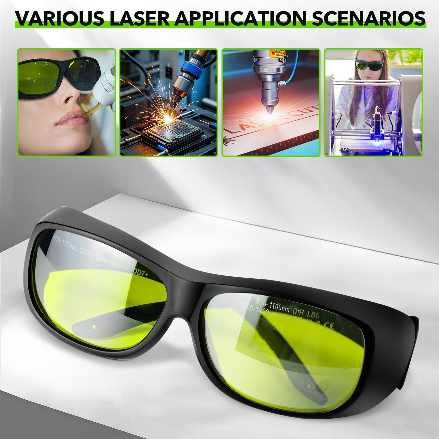 TRQWH Laser Safety Glasses OD7+ 800nm-1100nm Professional Laser Glasses Eye Protection Goggles with CE FDA for Laser Welding/Laser Cutting/Laser Cleaning/Laser Marking - Medaid International