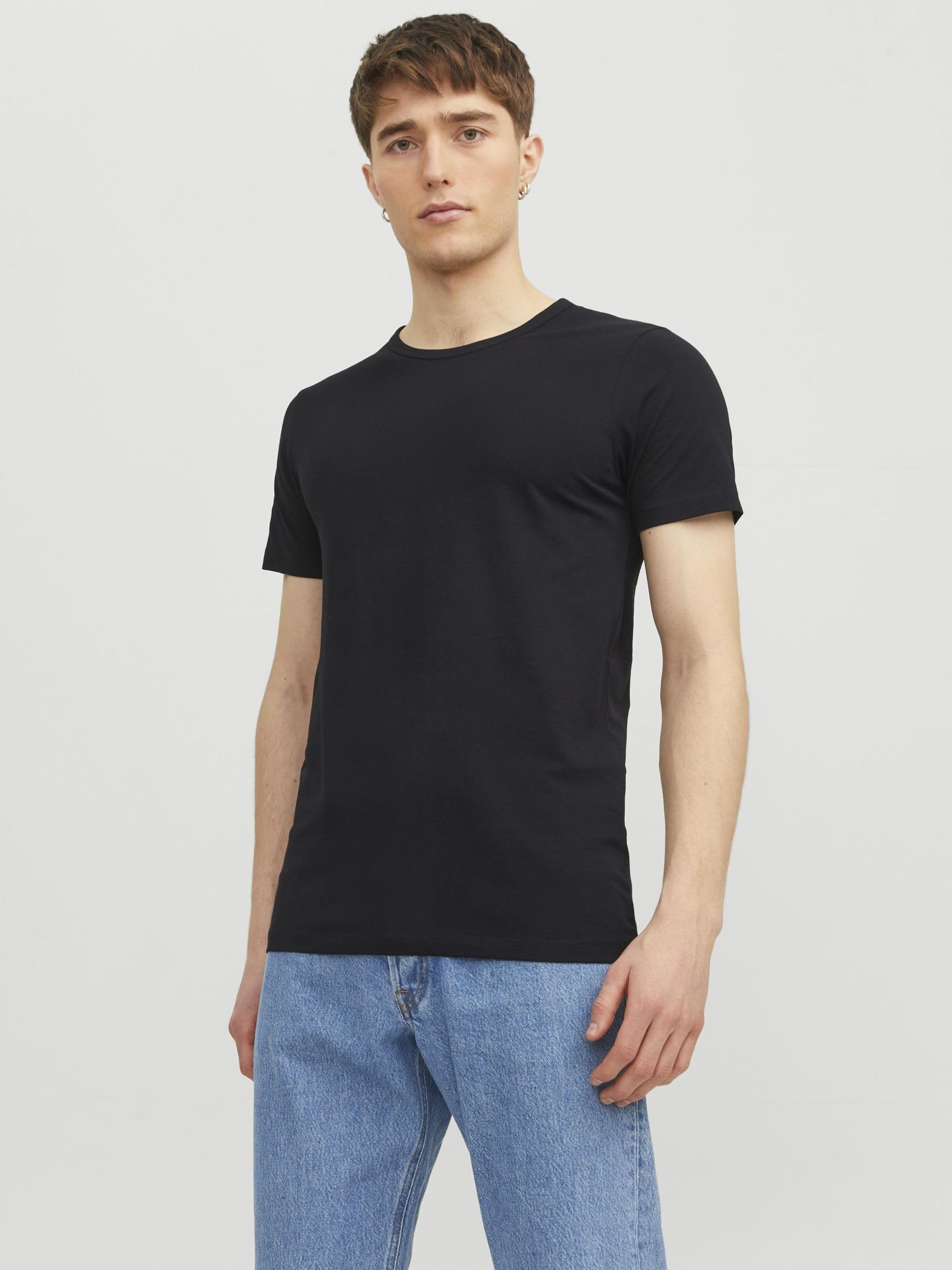 Jack & Jones Men's O-Neck Tee, Black, Medium - Medaid International