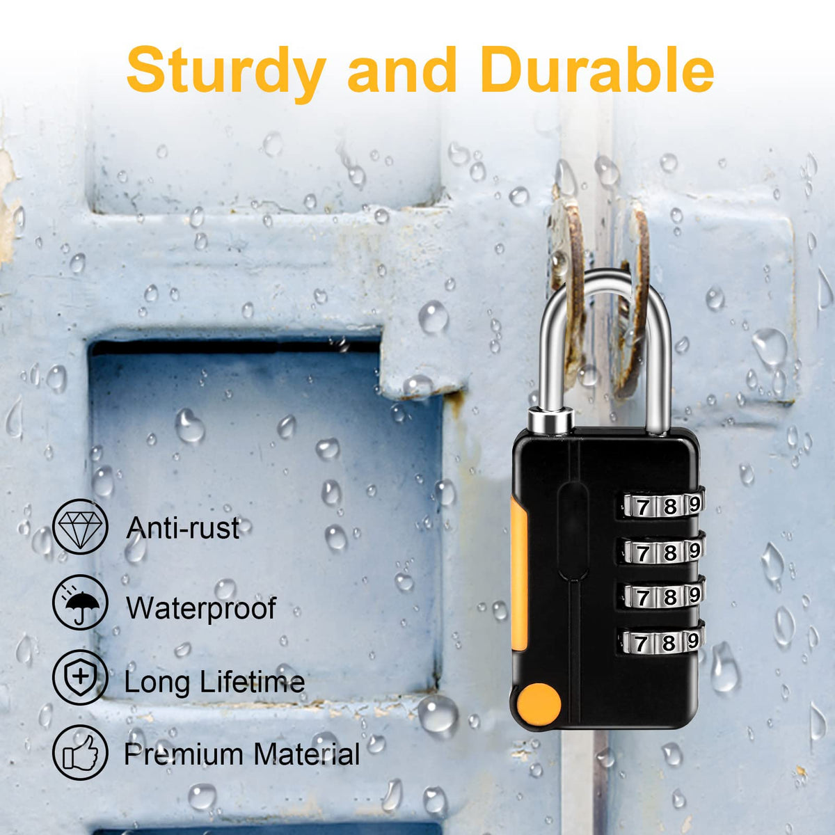 KASTWAVE Combination Padlocks, Luggage Lock Suitcase Locks, 2 Pack Small Waterproof Padlocks, 4 Digit Code Security Locks for School Gym Locker, Gate, Shed, Tool Boxes, Fences