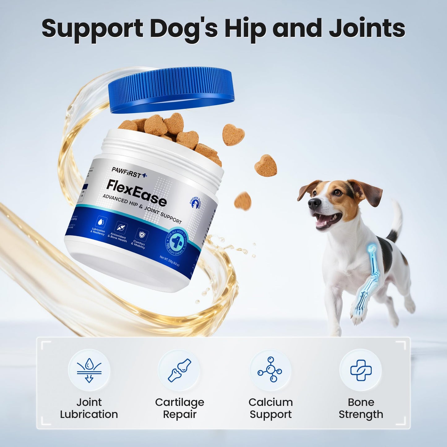 PawFirst Glucosamine for Dogs Hip and Joint Supplement Soft Chews, Chondroitin Joint Supplement with MSM, Green-lipped Mussels for Small Medium & Large Dogs -100 Ct