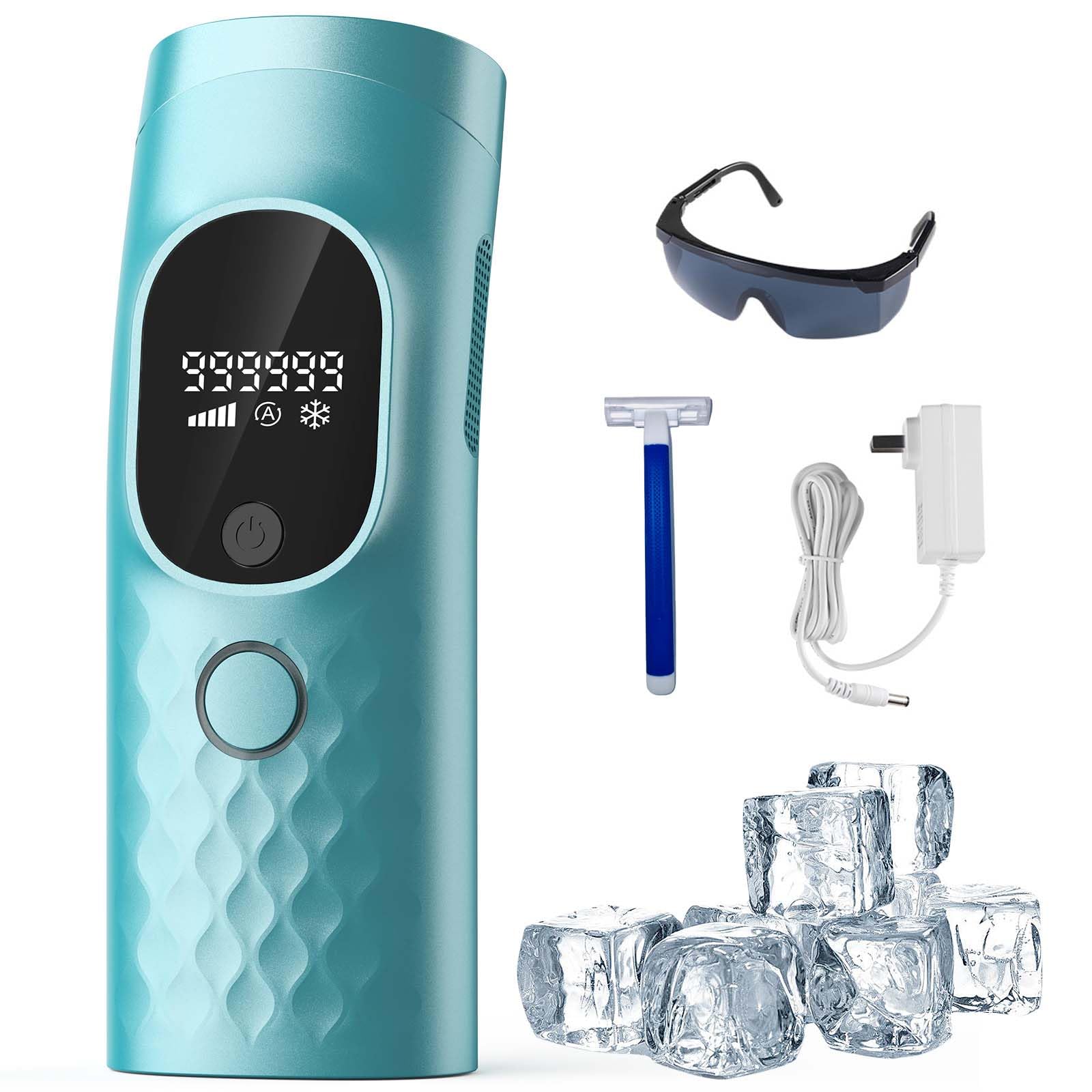 Laser Hair Removal for Women and Men - Permanent Painless Ice Cooling IPL Device Remover Machine with Shaver, Goggles, 999,999 Flashes for Body and Face, Corded - Medaid International