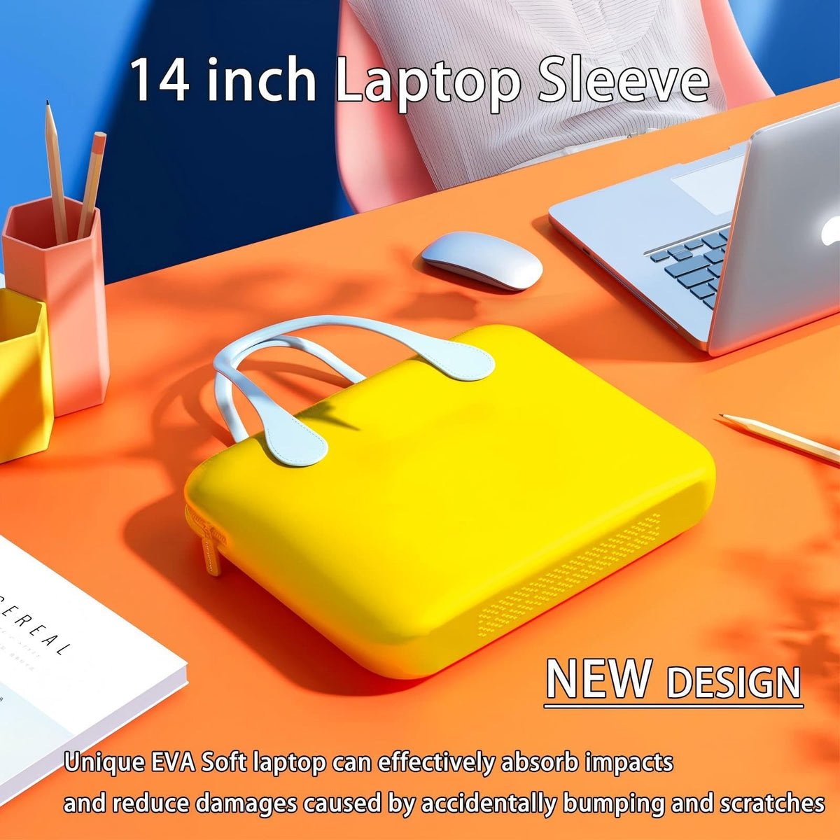 TERRIFI Laptop Bag, 35.5CM Laptop Case, Computer Bag EVA Waterproof Handlbag Briefcase for MacBook/Dell/MateBook/Lenovo/ASUS Notebook(Yellow)