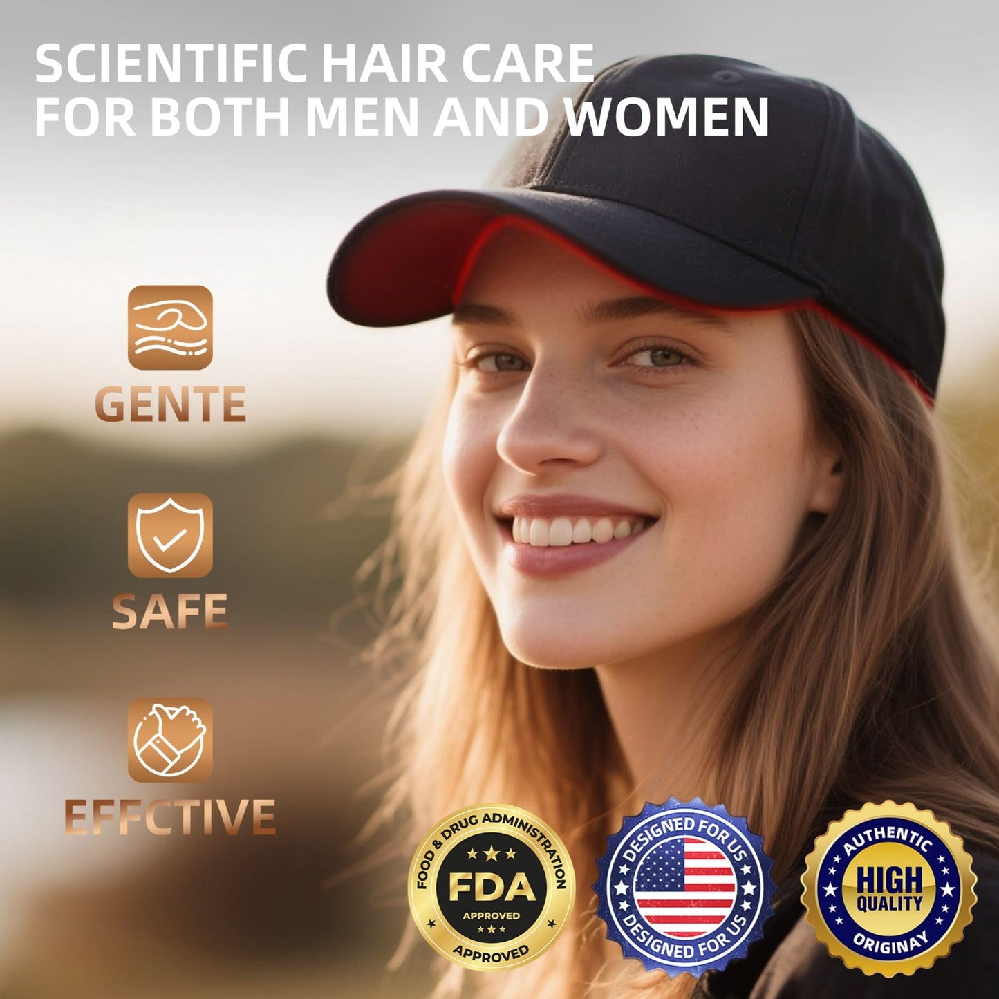 Red Light Therapy for Hair Growth, Laser Hair Loss Treatments Hat, Discreet Daily Use Under Hats, 20-min Rechargeable - Medaid International