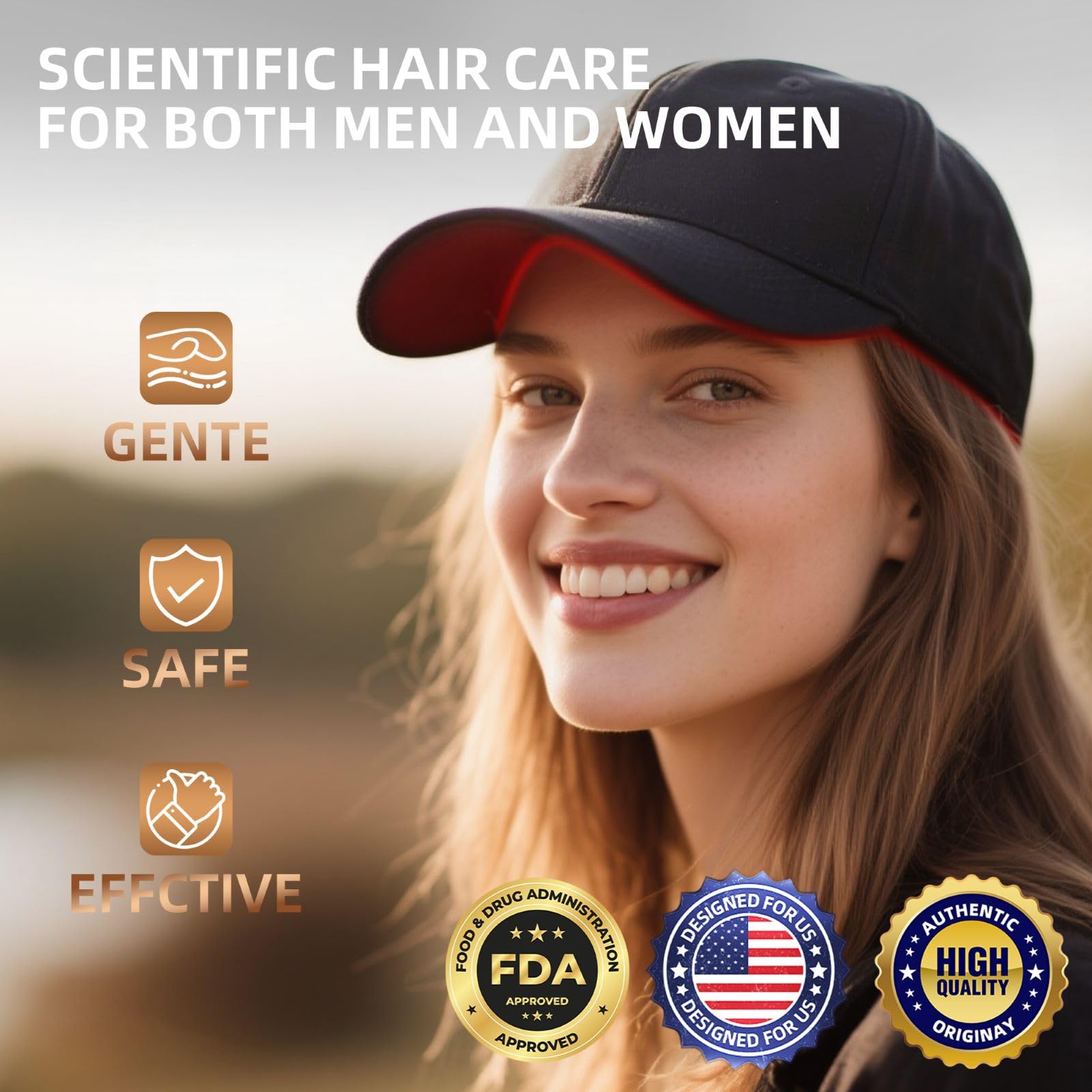 Red Light Therapy for Hair Growth, Laser Hair Loss Treatments Hat, Discreet Daily Use Under Hats, 20-min Rechargeable - Medaid International