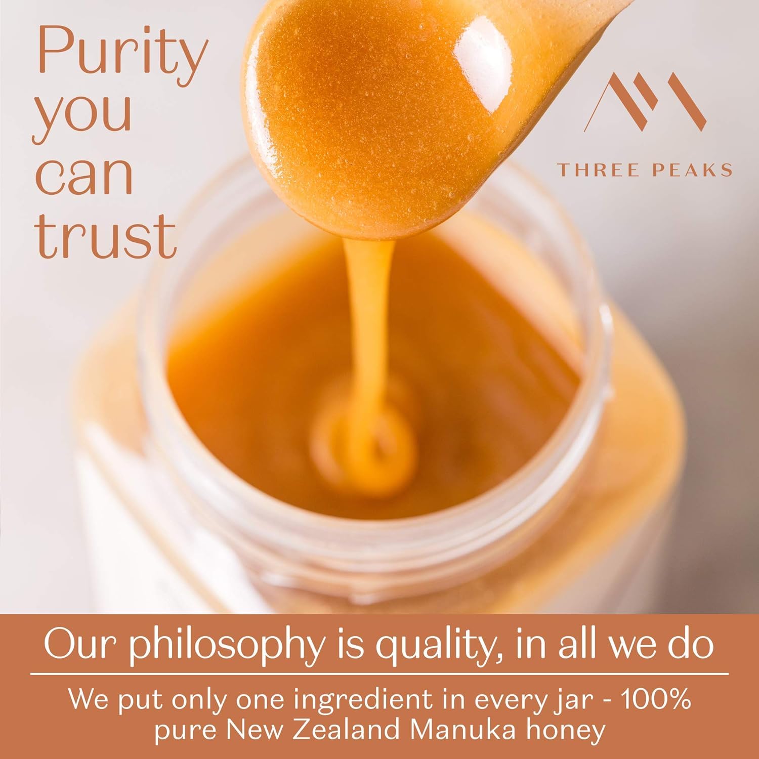 Three Peaks Manuka Honey New Zealand - Certified UMF 15+ - MGO 514+ - 8.8 oz (250g) - 100% Natural honey, Raw honey – Ultra Premium, Healing Manuka honey (Amber Jar) - Medaid International
