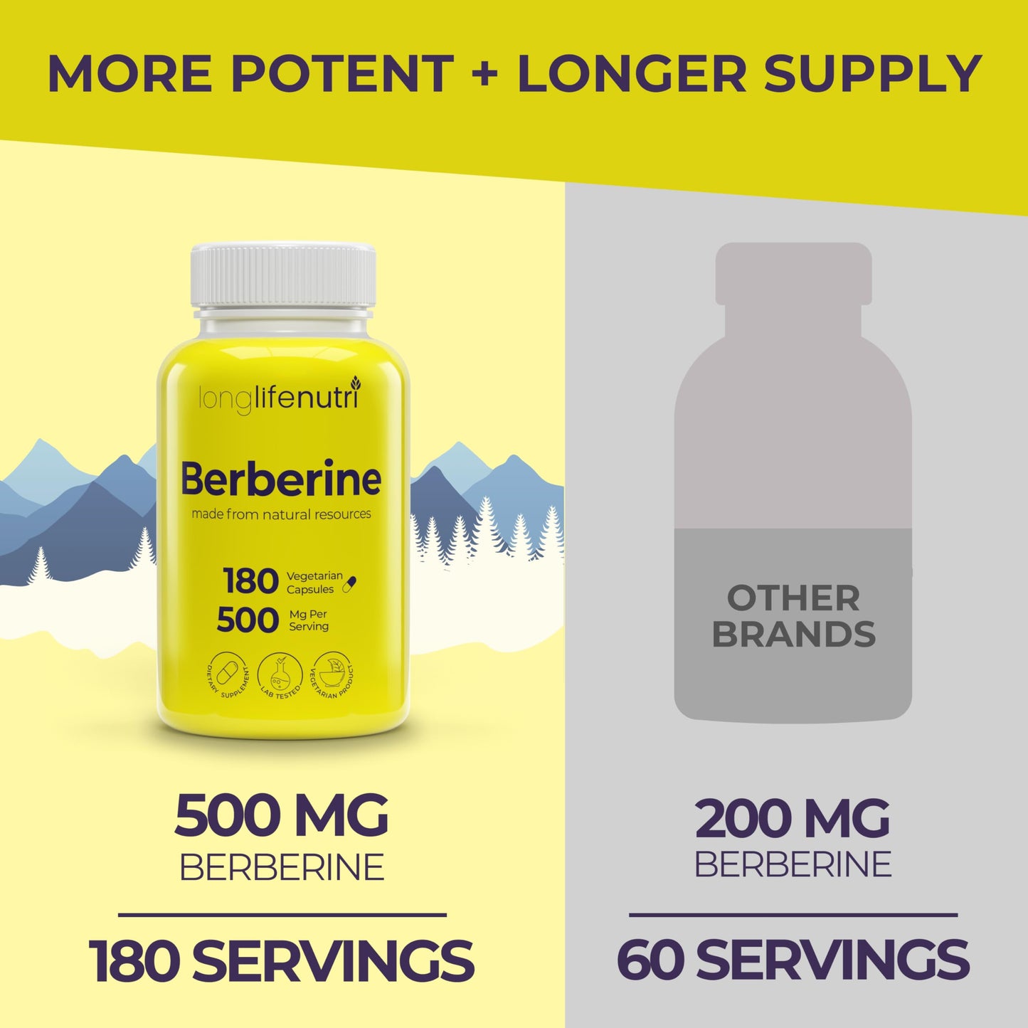 Berberine 500mg HCL Extract – from Berberis Aristata Vulgaris, 180 Vegetarian Capsules, Digestive Supplement for Overall Well-Being, 6-Month Supply, Non-GMO,1000mg per Serving, GMP Certified, USA Made - Medaid International