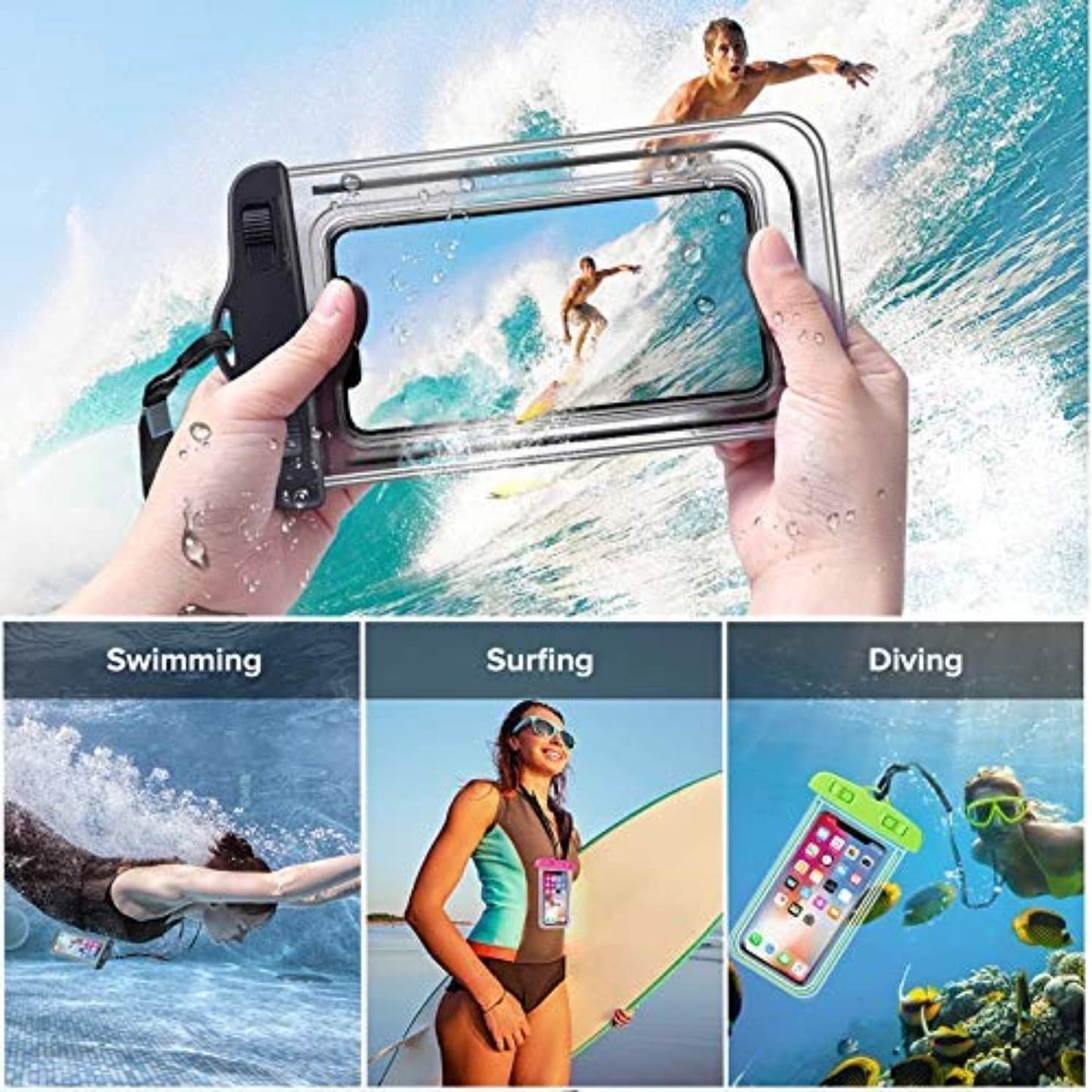 (NET ) Dry Bag Waterproof Pouch 7 inch Combo Case Cover Dust Proof Touch Sensitive Compatible For Rain Rainy Swimming Cycling Cellphone Mobile Bike Underwater