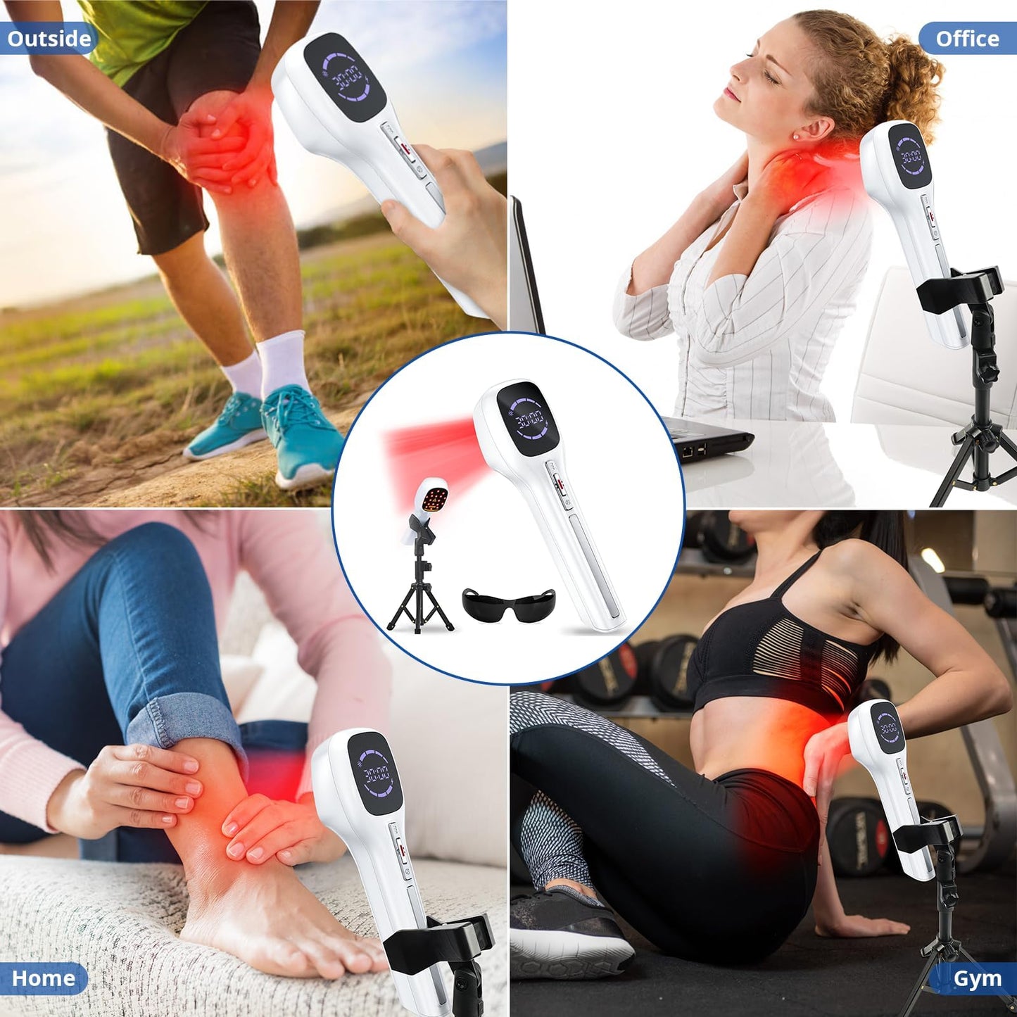 Zelvory Cold Laser Therapy Device for Humans & Dogs, 4x808nm + 14x650nm Red Light Therapy for Body Pain Relief, Handheld lllt Near Infrared Light Wand with Stand for Joint, Back, Knee, Muscle Use - Medaid International