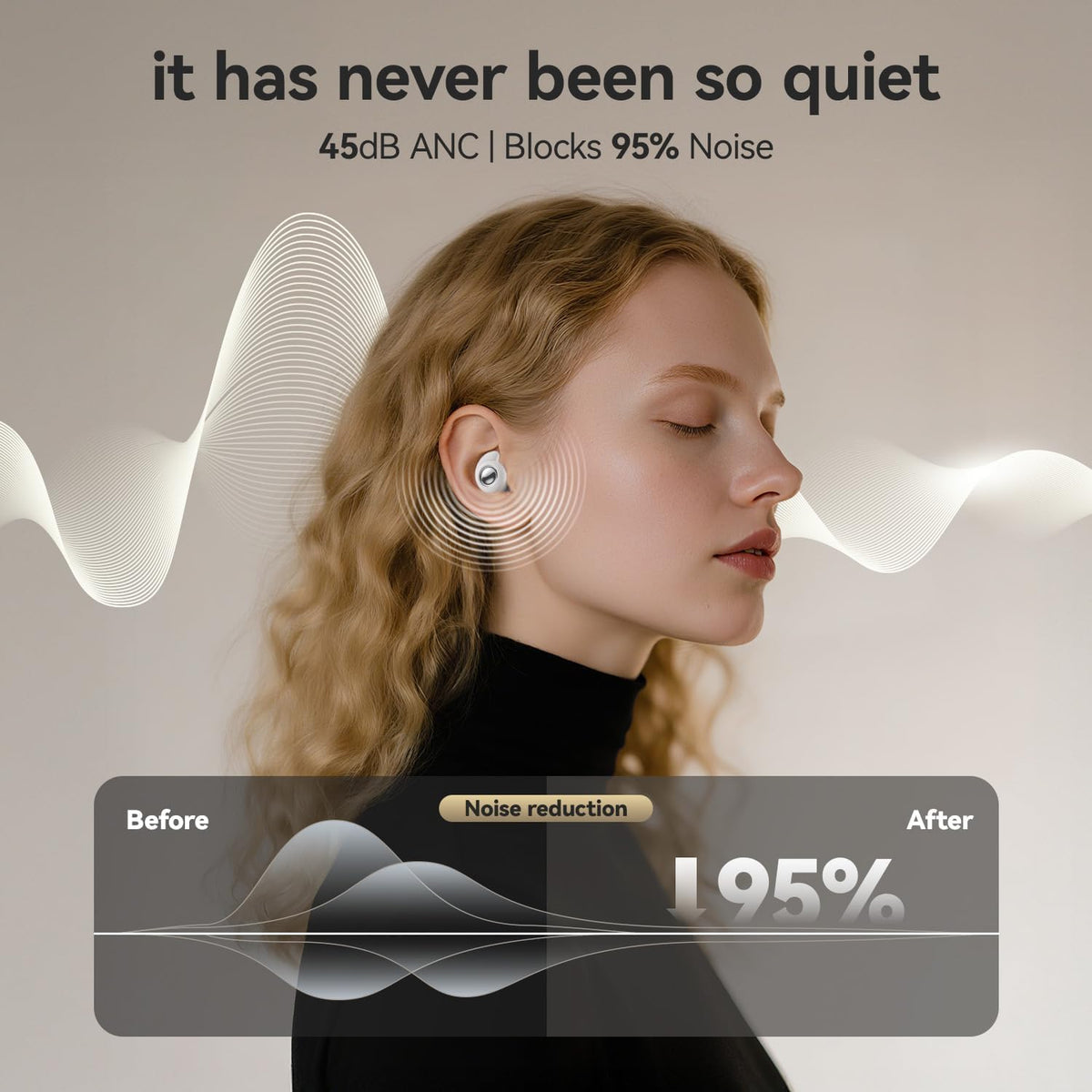 KASTWAVE Noise Cancelling Ear Plugs for Sleep, 45dB Silicone Earplugs for Sleeping, Travel, Work, Hearing Protection, 8 Tips in 4 Sizes S/M/L/XL, Comfortable Soft Side Sleepers Ear Plugs