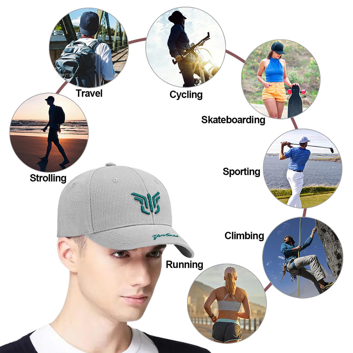 TERRIFI Baseball Cap, Adjustable Buckle Baseball Cap for Men and Women - Embroidered Breathable Summer Sun Hat for Outdoor Sports and Casual Wear