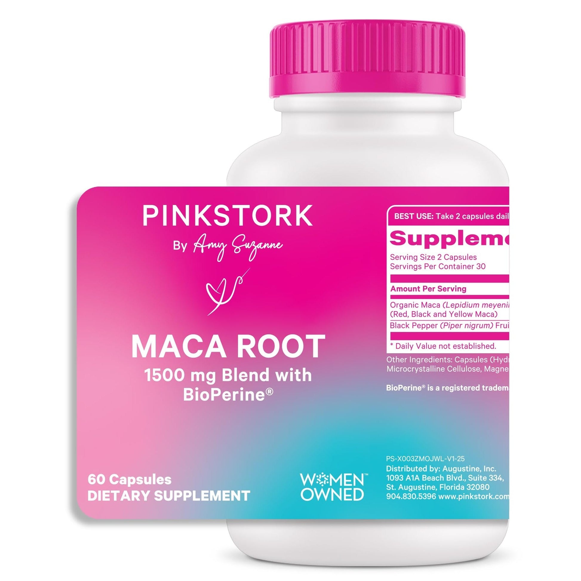 Pink Stork Maca Root Capsules for Women – Organic Maca with BioPerine® for Hormonal Balance, Energy + Wellness – Supports Perimenopause, Menstrual Health, and Vitality - Medaid International