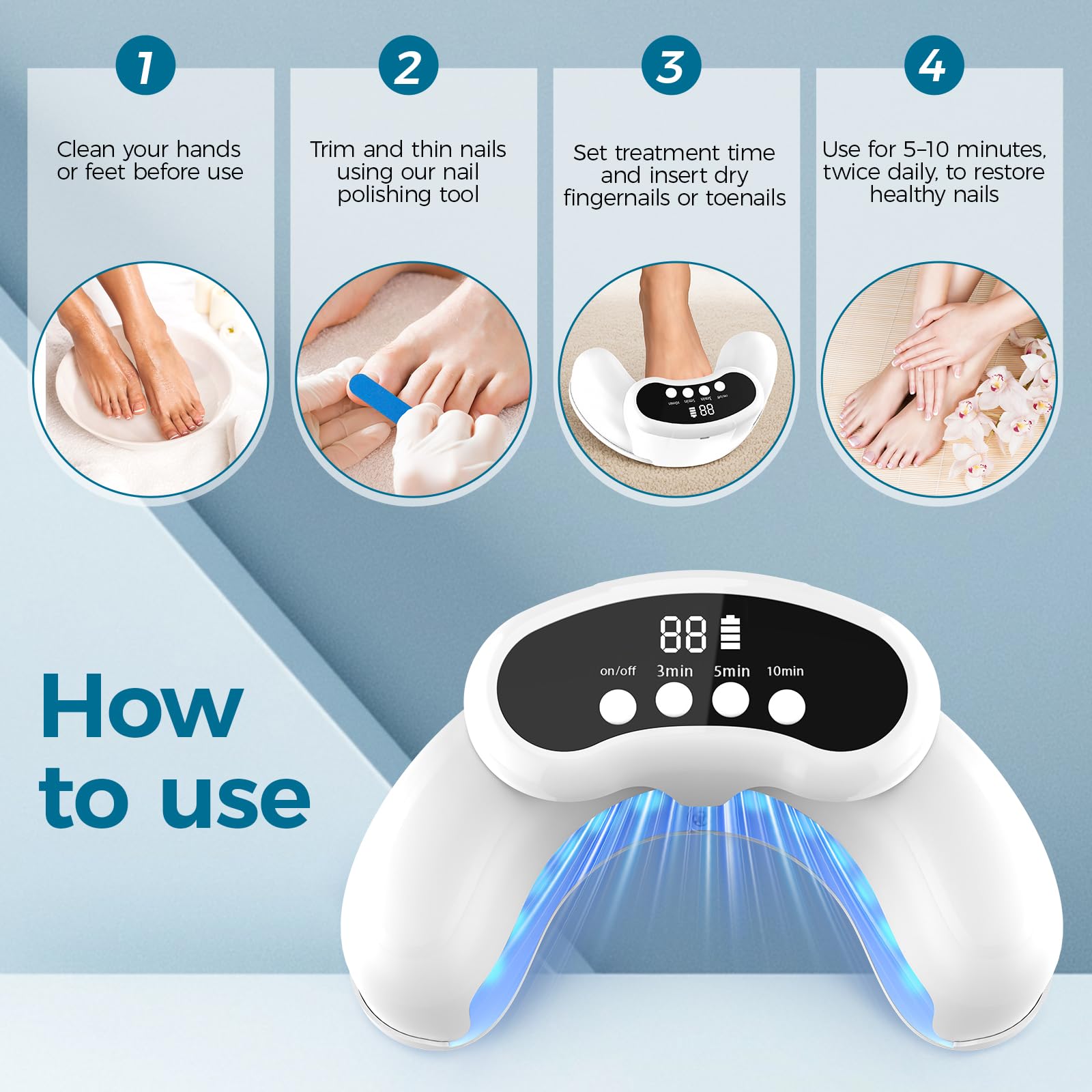 Nail Fungus Laser Treatment LED Light Device-Nail Fungus Light Device,Effective Rechargeable Nail Fungus Remover for Home Use - Medaid International