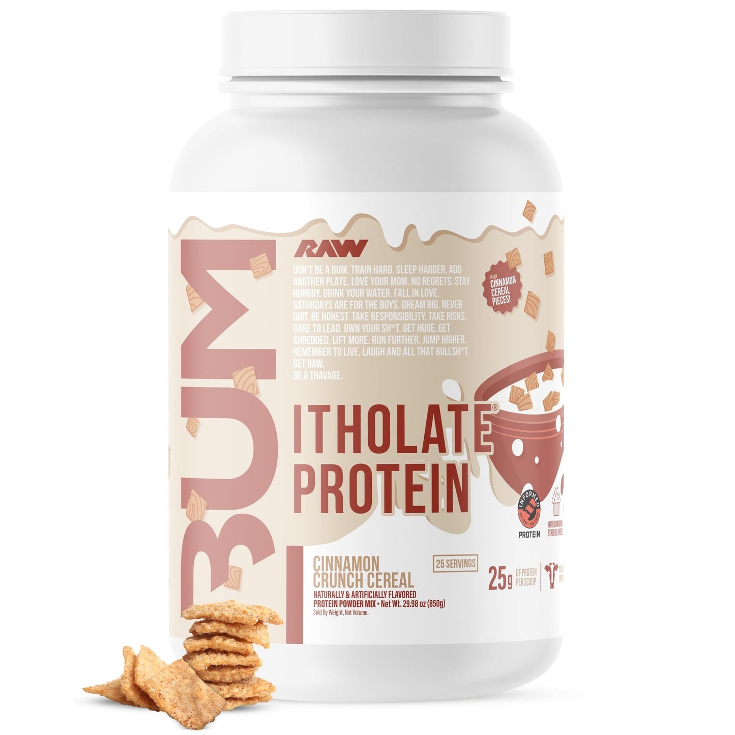 RAW Whey Protein Powder Isolate, Cinnamon Crunch (CBUM Itholate Protein) - 100% Grass-Fed Sports Nutrition Powder for Muscle Growth & Recovery - Low-Fat, Low Carb, Naturally Flavored - 25 Servings - Medaid International