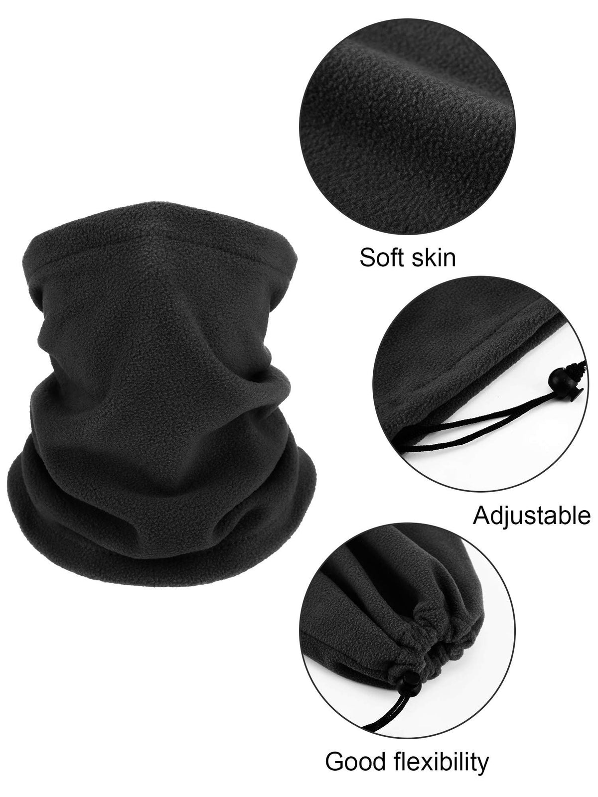 KASTWAVE 4 Pieces Winter Neck Warmers Fleece Gaiter Windproof Face Covering