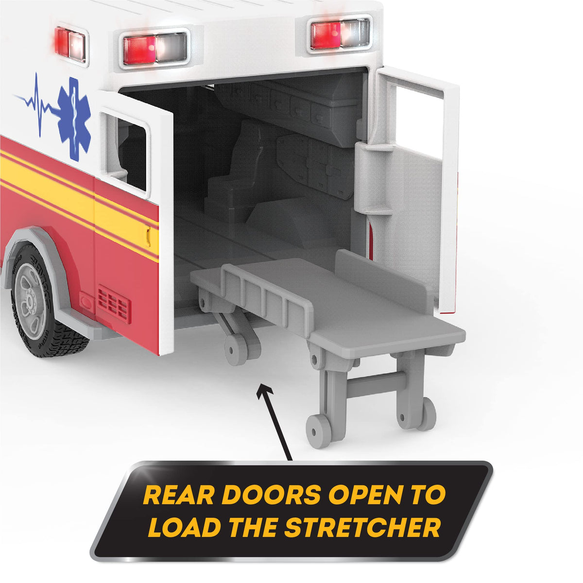 DRIVEN by Battat Micro Ambulance Toy Truck with Lights and Sound, Trucks