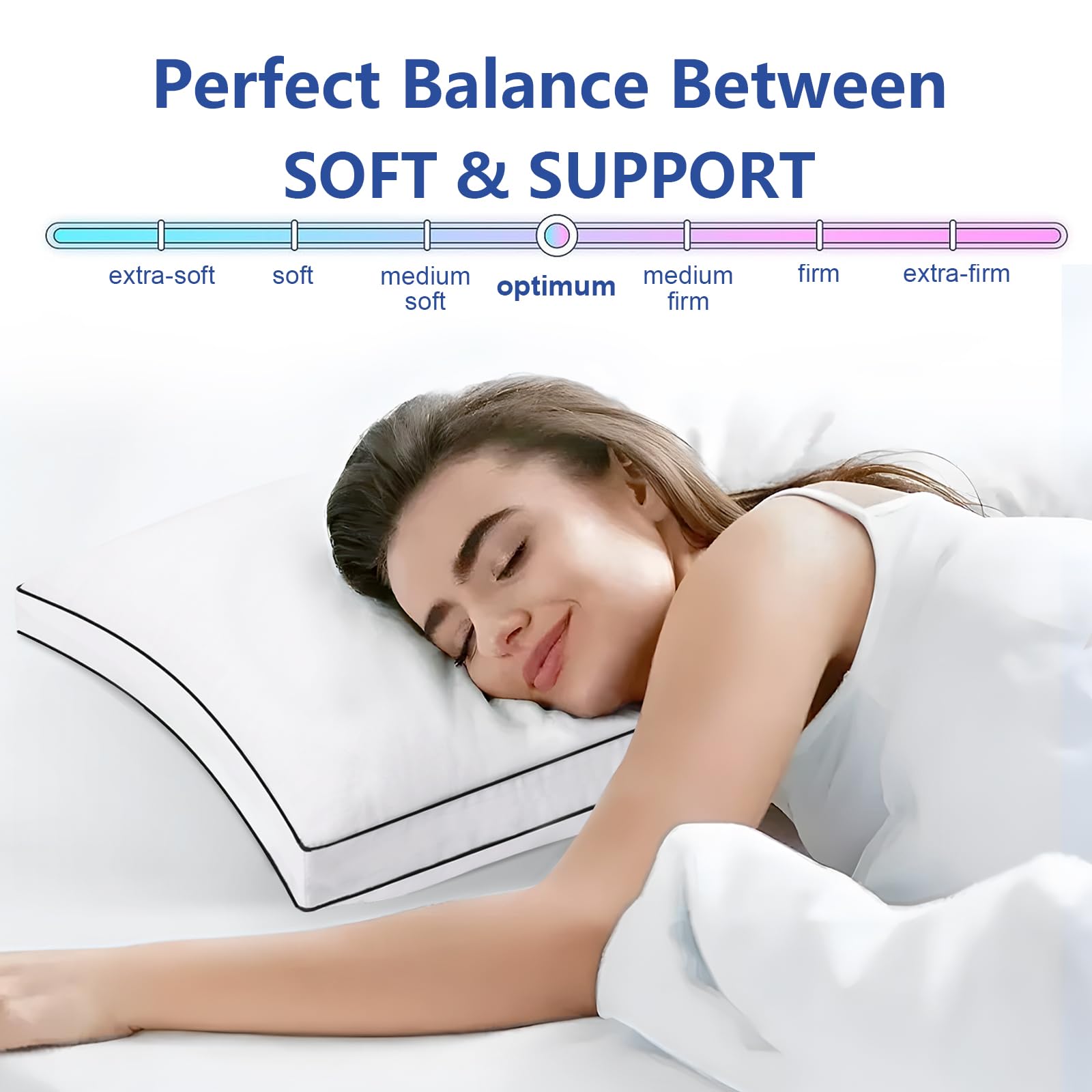 Premium Pillows Standard Size Set of 2, Fluffy and Supportive 7D Down Alternative Bed Pillow, Luxury Soft Hotel Quality Gusseted Pillow for Side Back Stomach Sleeper,Relief Neck Head and Shoulder Pain - Medaid International