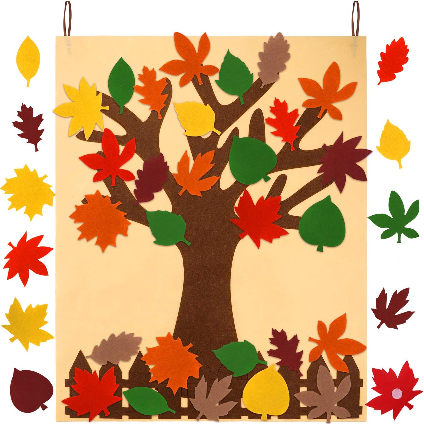 Fall Tree of Thanks Craft Kit Felt Fall Decorations Fall Tree Board with 60 Pieces Autumn Leaf Maple Leaves Ornaments Autumn Bulletin Board for DIY Craft Thanksgiving Decorations - Medaid International