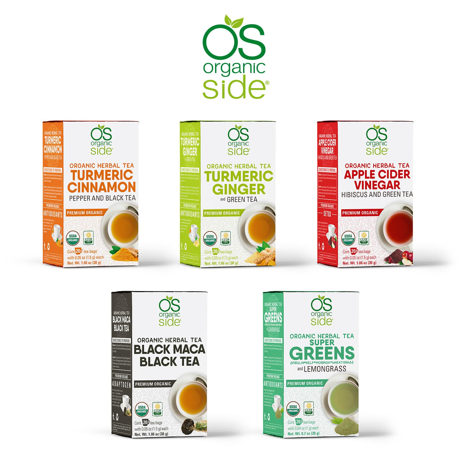 OS ORGANIC SIDE | 2-pack Organic Black Maca Tea 40 Bags | Energizing Herbal Formula Featuring Premium Black Leaves And Maca Root | Natural Source Of Antioxidants | Adaptogens - Medaid International