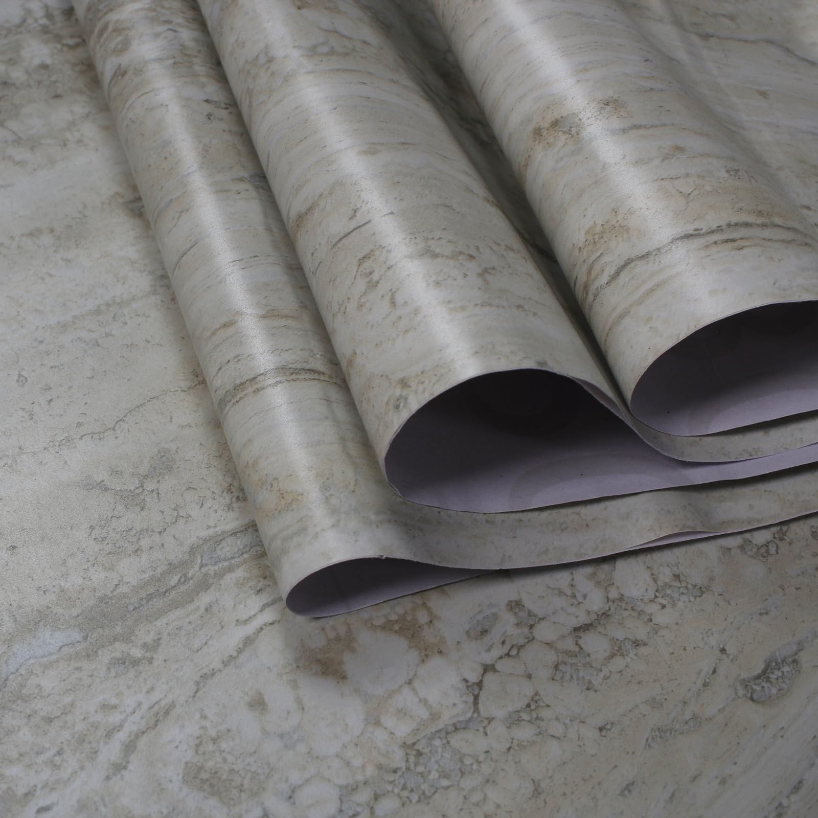 PHINILUX Marble Contact Paper for Countertops Cover - 15.7" X 118" Beige Travertine Peel and Stick Wallpaper - Removable Self Adhesive Thick Granite Vinyl Film Roll - Medaid International