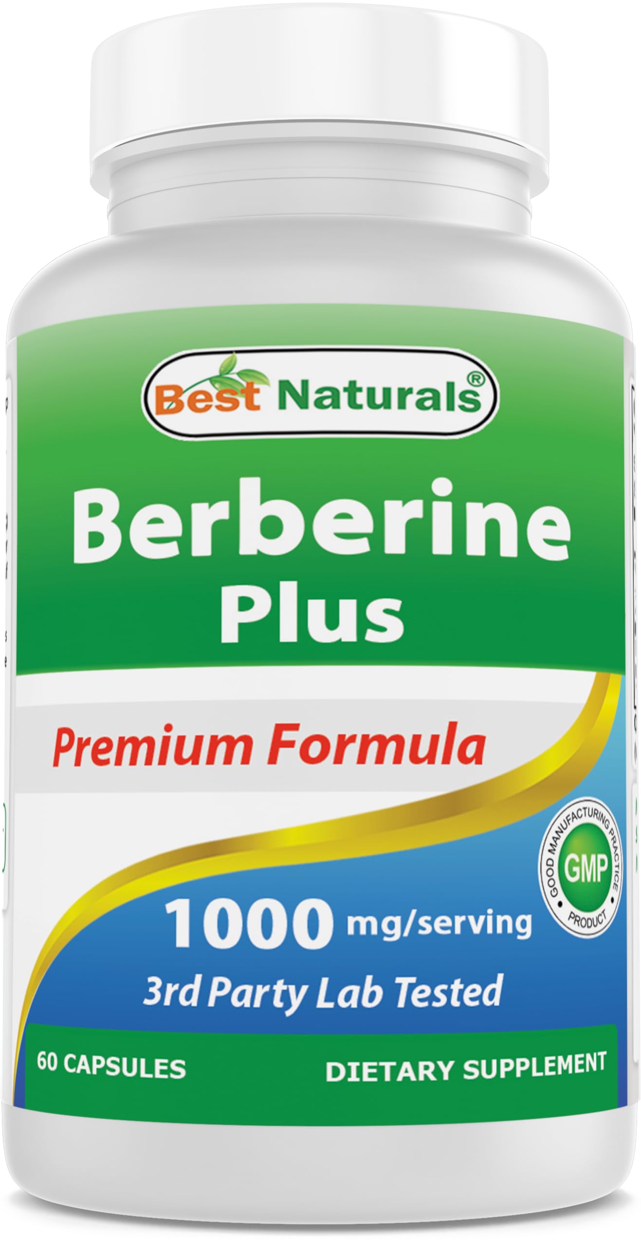 Best Naturals Berberine Plus 1000mg per Serving, (Non-GMO) 60 Capsules - Contains Berberine HCL 1000mg, Vitamin C 120mg & Zinc Gluconate 30 mg - Medaid International