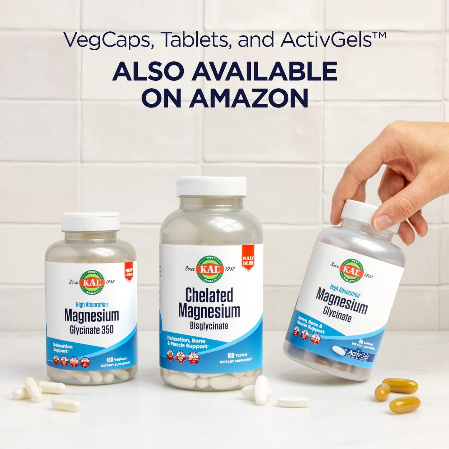 KAL Magnesium Glycinate Tablets, Fully Chelated, High Absorption Formula with Magnesium Bisglycinate Chelate for Nerve, Muscle & Bone Health Support, Vegan, Gluten Free, Value Size, 240 Tablets - Medaid International