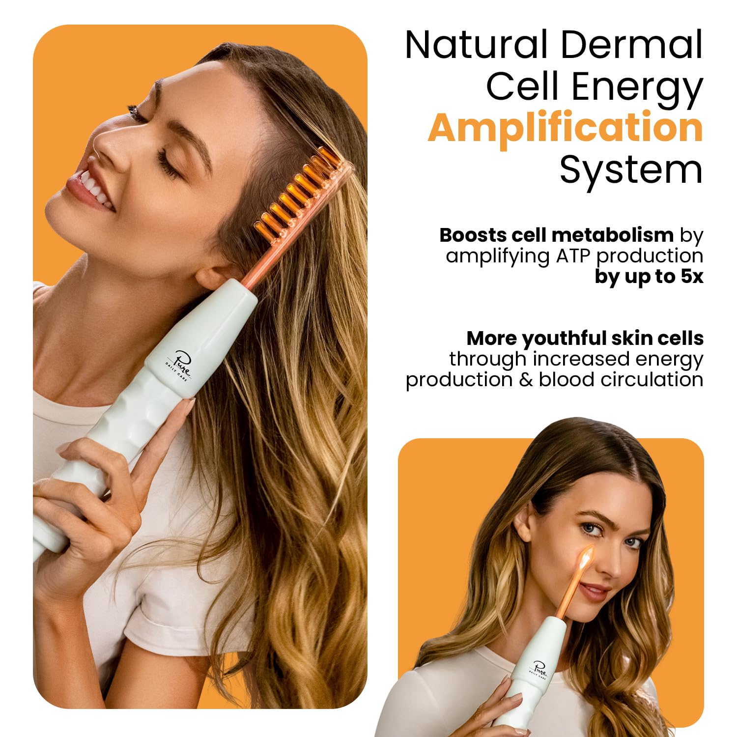 Pure Daily Care NuDerma Handheld Skin Therapy Wand Machine w/Neon – Anti-Aging - Skin Tightening - Wrinkle Reducing - Dark Circles – Clarifying - Hair & Scalp Stimulator - Medaid International