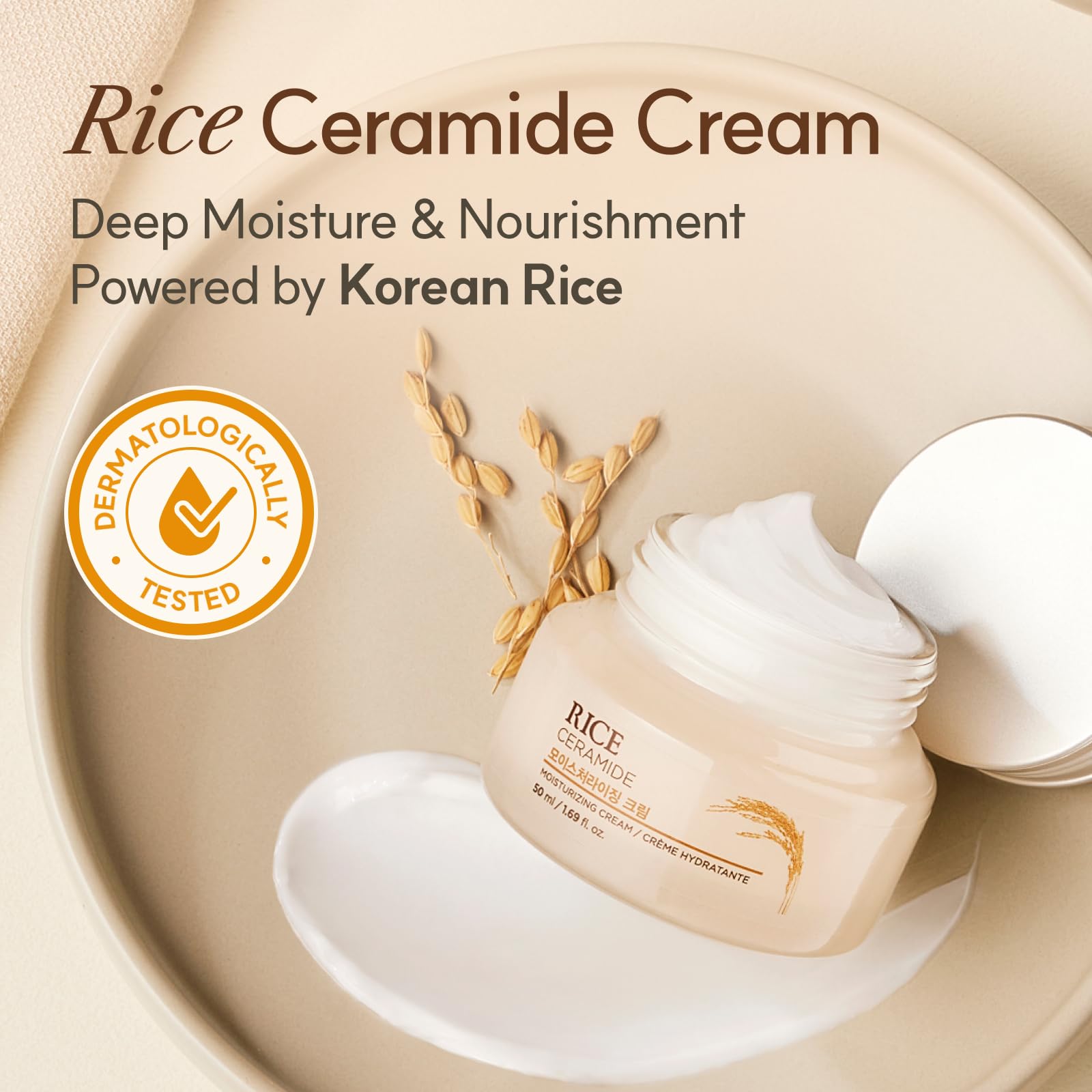 The Face Shop Rice Ceramide Cream, Hydrating Face Moisturizer, for Dry & Combination Skin, Lightweight, Fast-absorbing, 1.69 fl. oz. - Medaid International