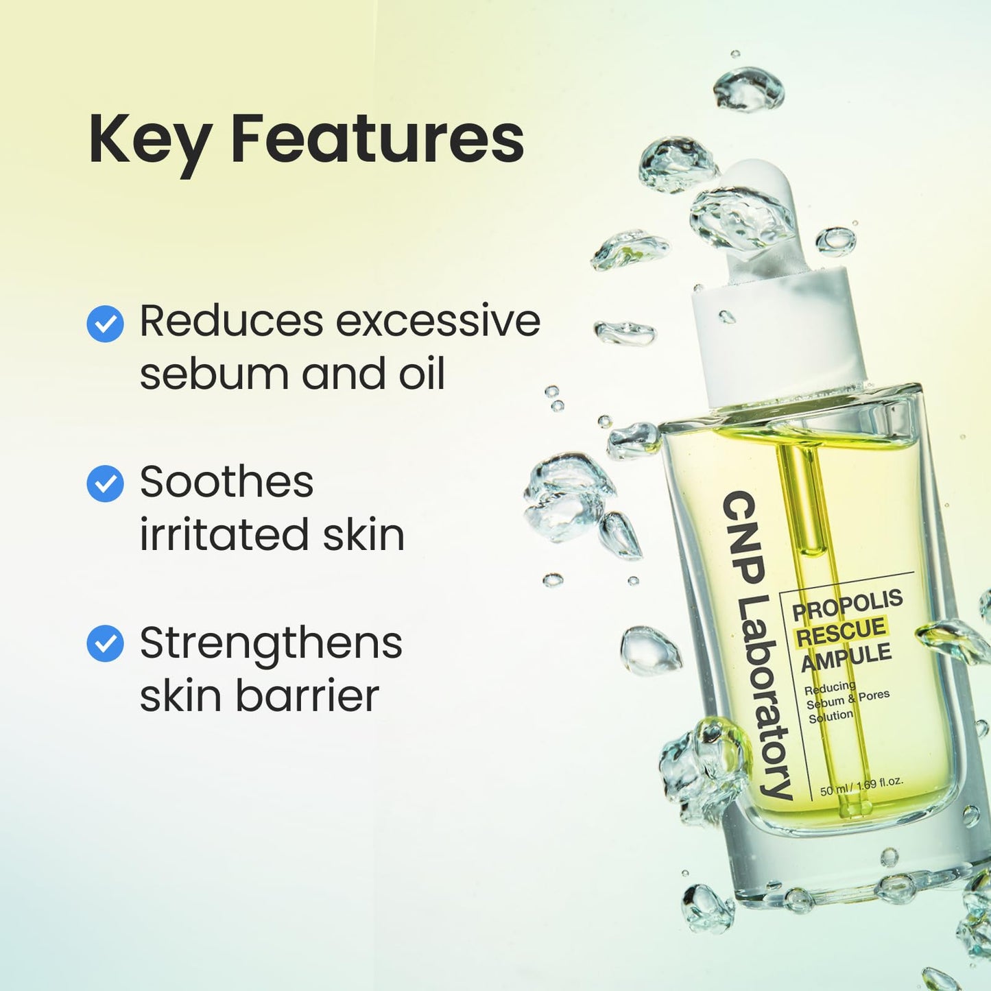 CNP Rescue+Propolis Serum - Redness Relief Serum with Niacinamide & IP-BHA, Soothing, Hydrating, Minimizing Pores, for Oily & Sensitive Skin, Lightweight Essence for Glass Skin, Korean Skin Care - Medaid International