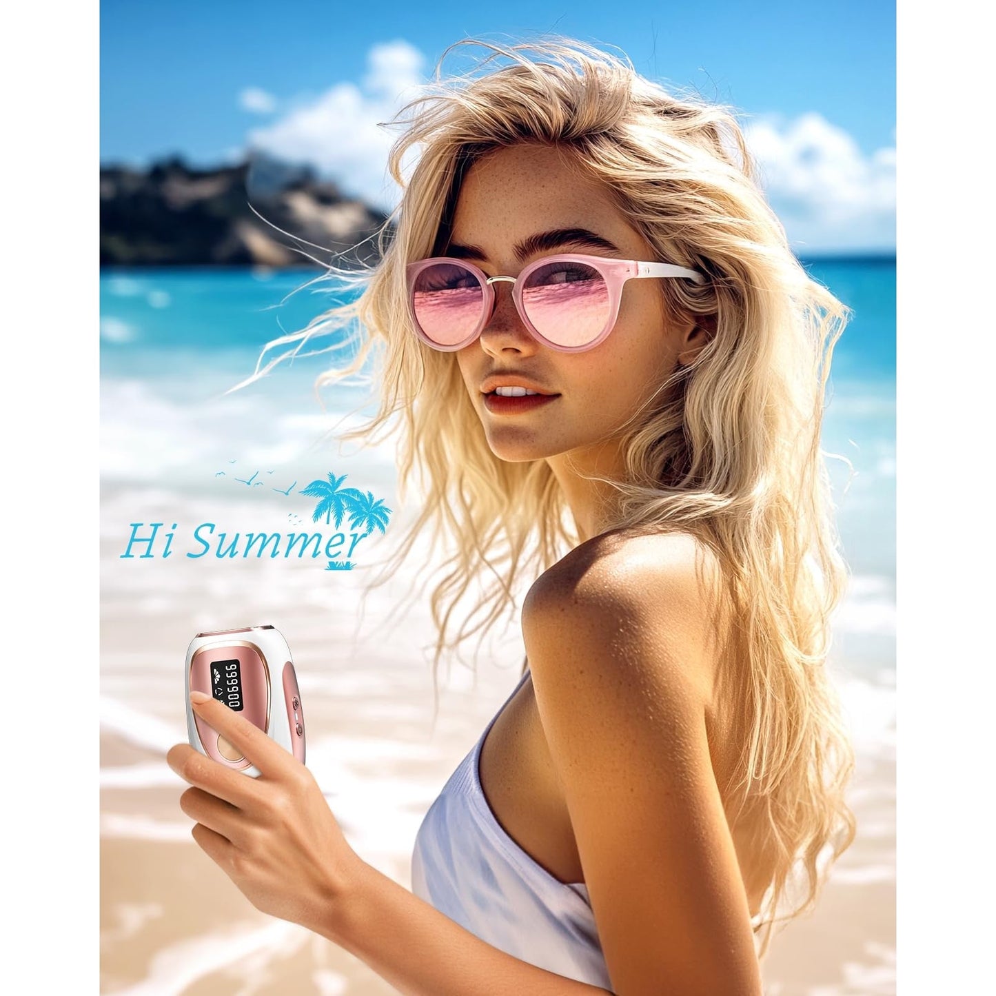 LYSMOSKI Laser Hair Removal, IPL Hair Removal with Ice-Cooling System for Painless & Long-Lasting Result, Safe At-Home Hair Remover Device for Armpits Back Legs Arms Face Bikini Line, Rose Gold - Medaid International