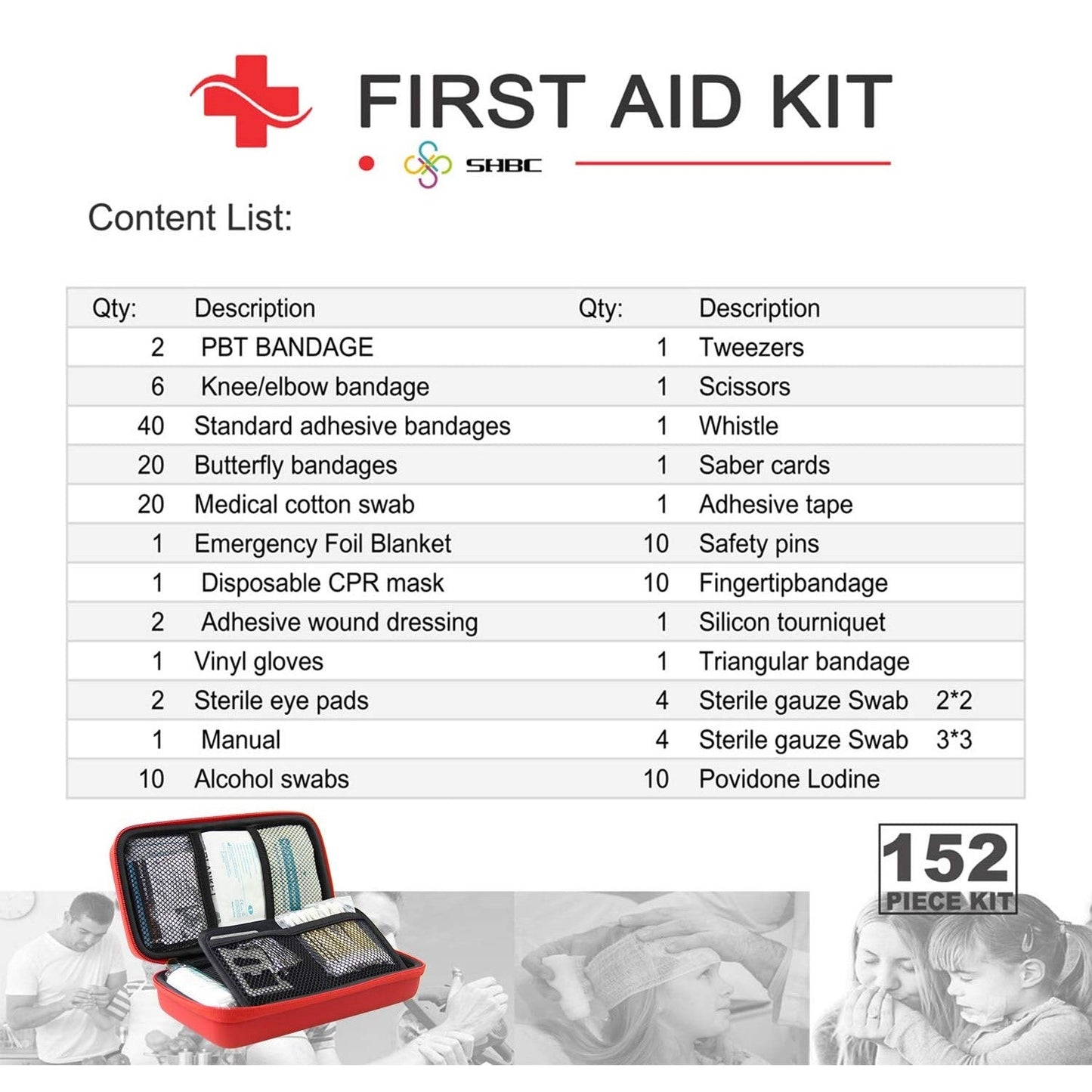 SHBC Compact First Aid Kit (139 Piece) Adventure Medical Kits Waterproof- Includes Emergency Blanket, Fire Starter, Compass, Wire Saw for Survival, Home, Car, Camping, Hiking, Hunting, Sport