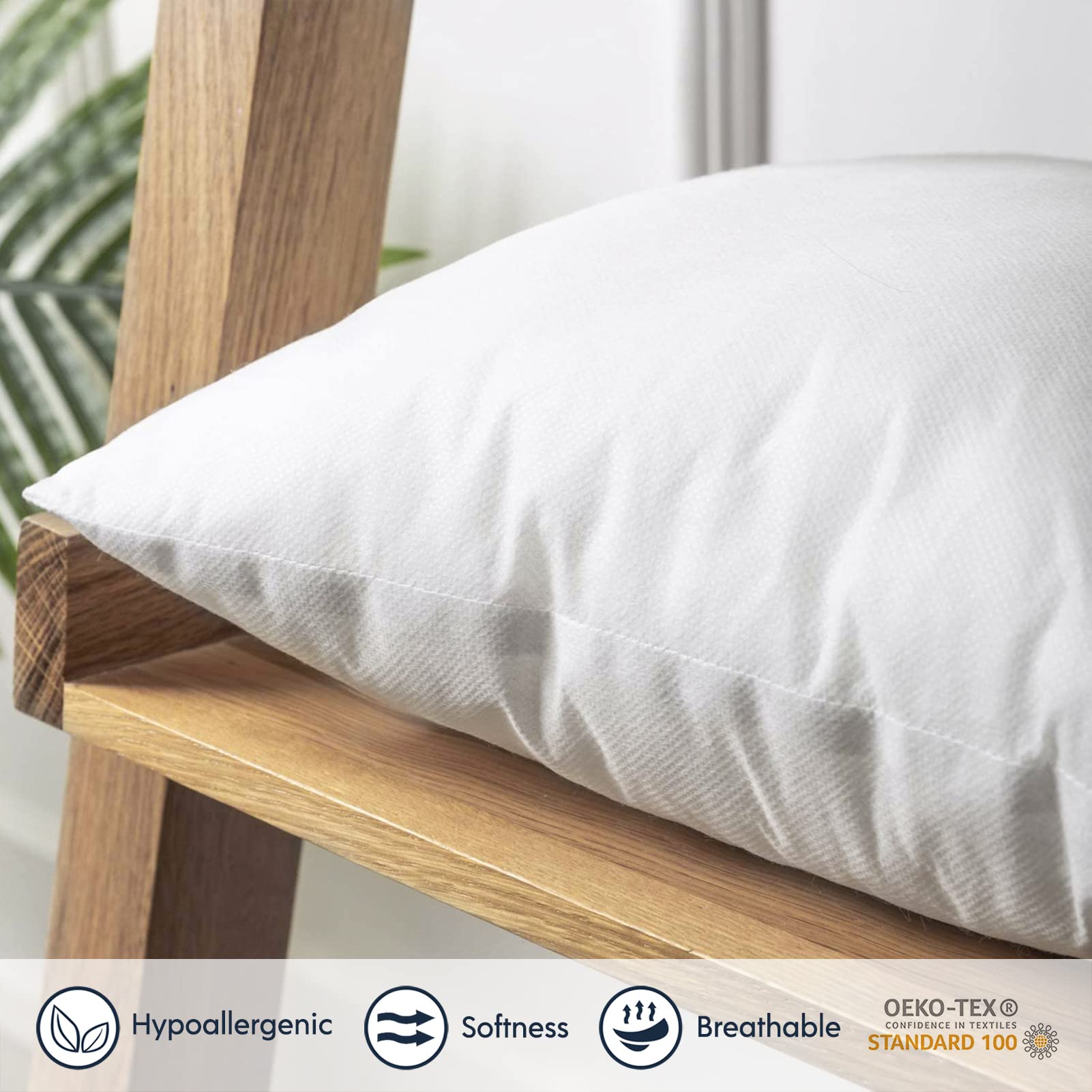 Phantoscope 18 x 18 Pillow Inserts - Pack of 4 Outdoor Water Resistant Throw Pillow Inserts Hypoallergenic Square Decorative Couch Sham Cushion Stuffer - 18 Inches - Medaid International