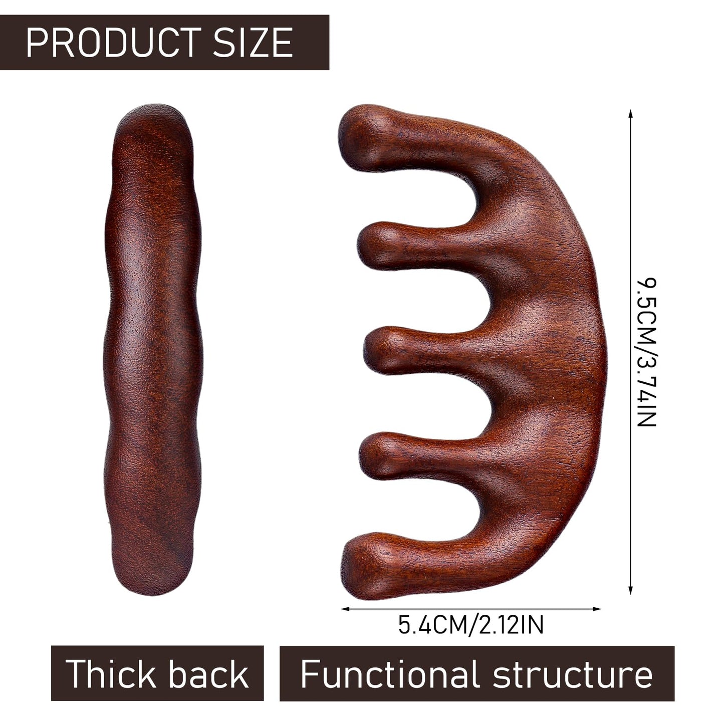 Sandalwood Head Massage Comb - Wide Tooth Scalp Stimulator Gua Sha Comb for Men & Women (Style-A) - Medaid International