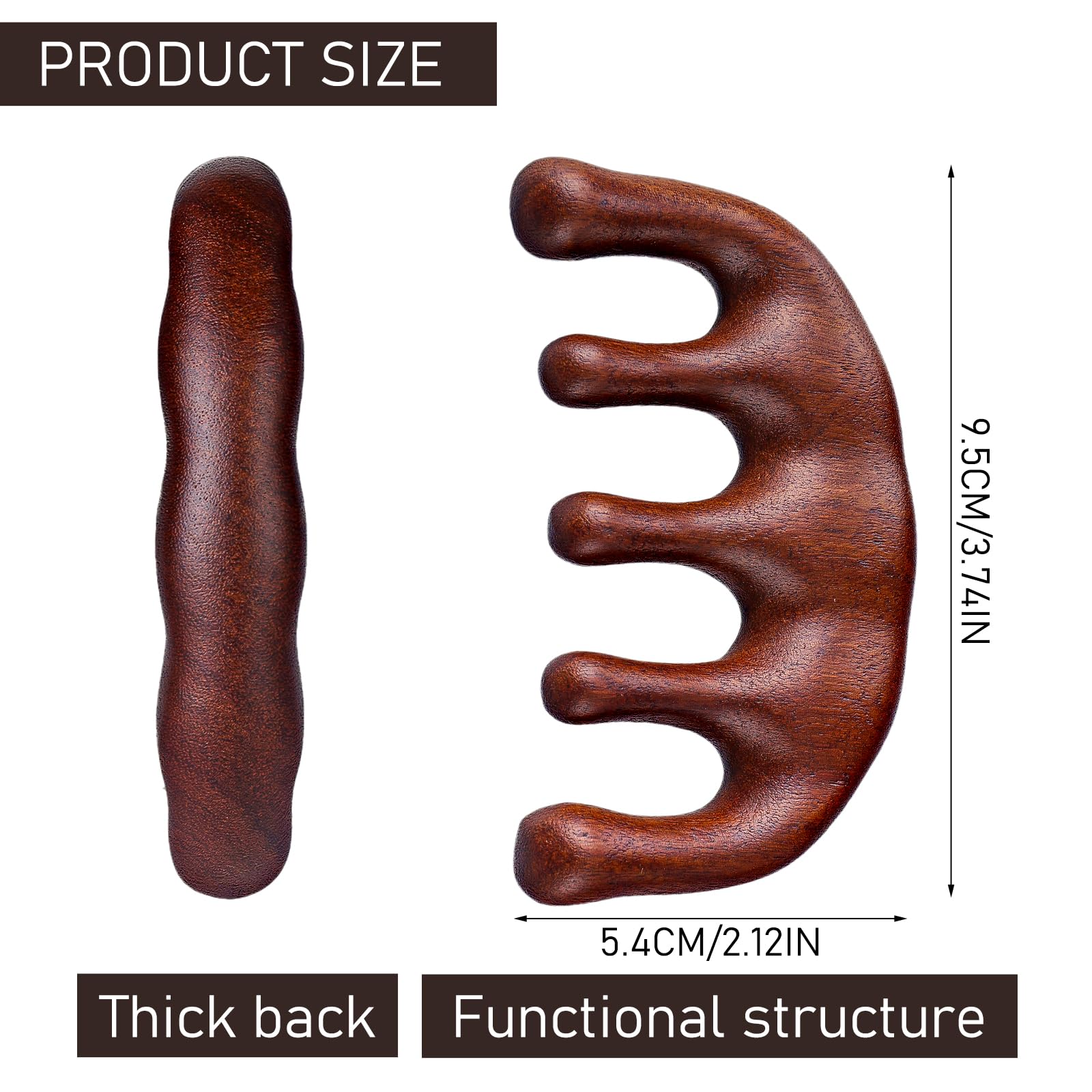 Sandalwood Head Massage Comb - Wide Tooth Scalp Stimulator Gua Sha Comb for Men & Women (Style-A) - Medaid International
